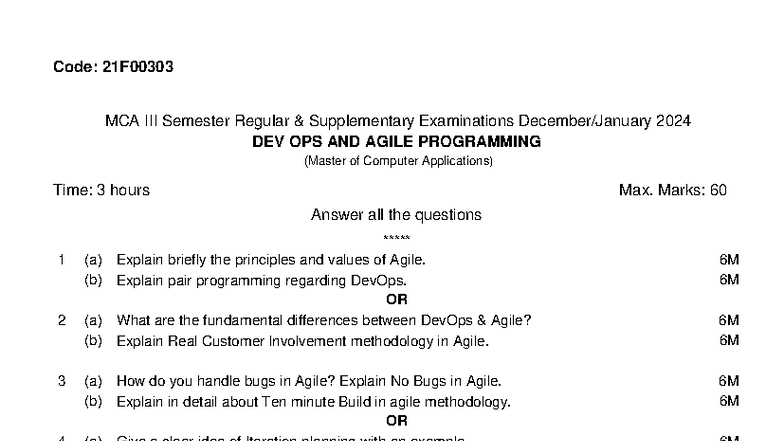 21F00303 DevOps & Agile Programming Exam Guide 2024 - Studocu