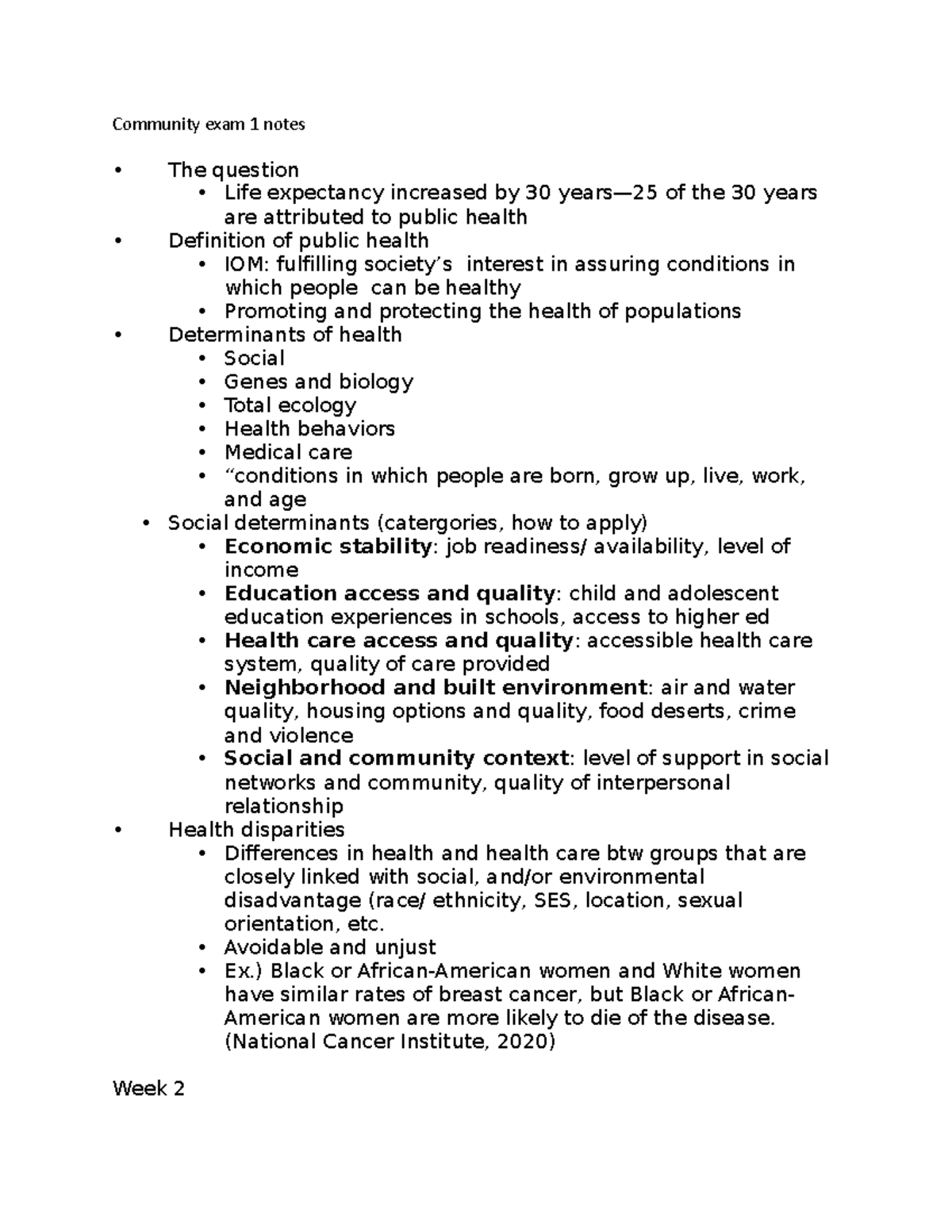 Community Exam 1 Notes: Key Concepts in Public Health & Community ...