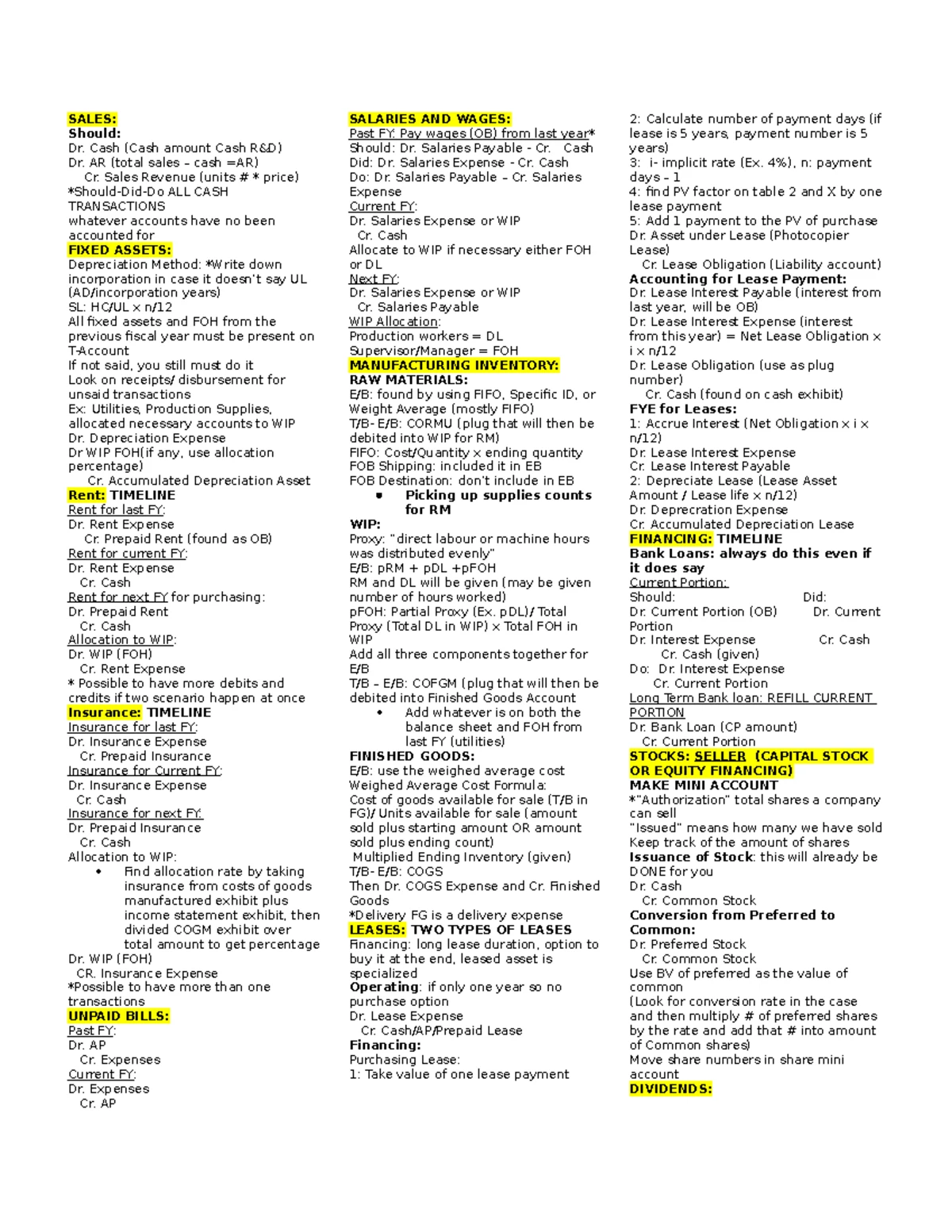 Finance 101: Summer Final Exam Cheat Sheet on Analysis & Ratios - Studocu
