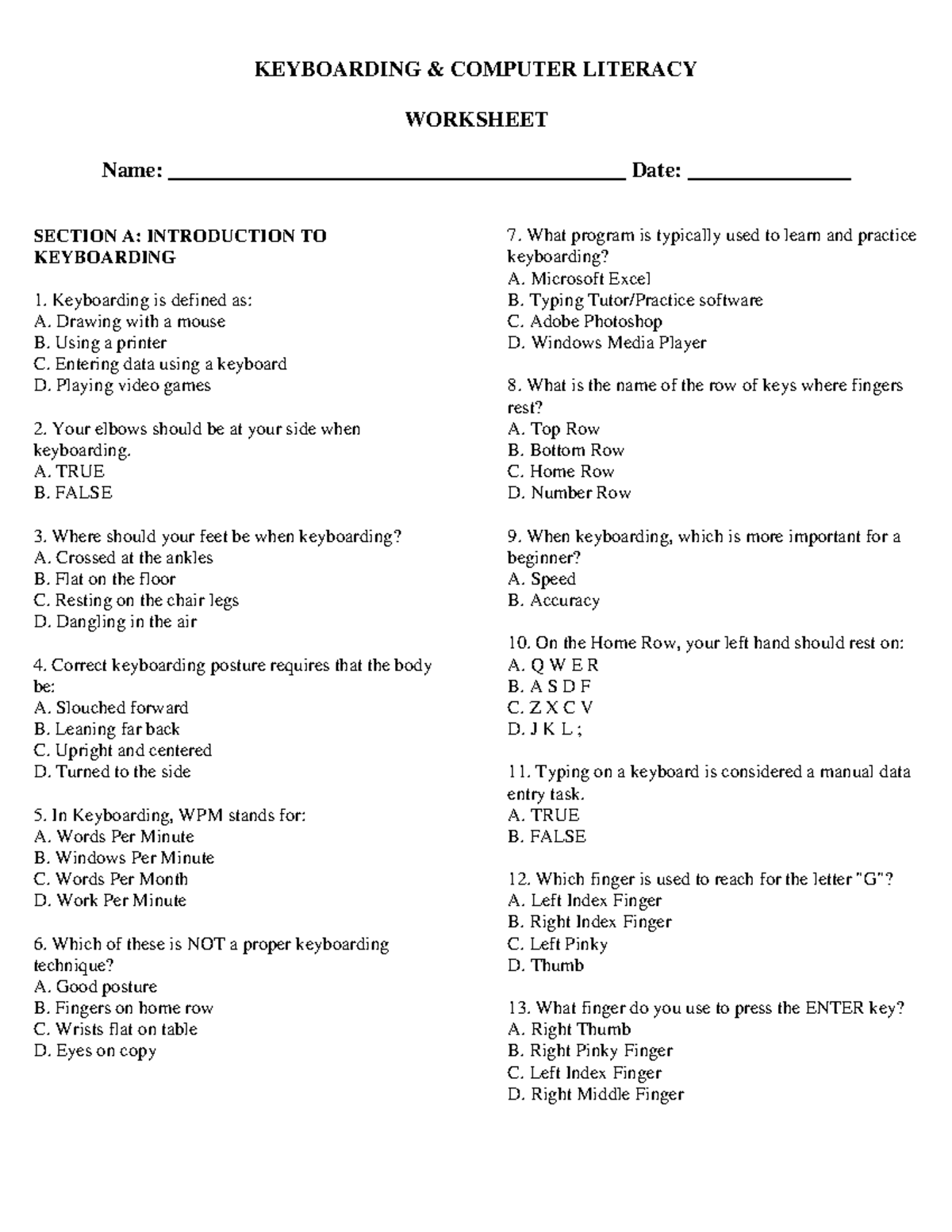 3A Keyboarding Mastery Test Worksheet - May 11, 2026 - Studocu