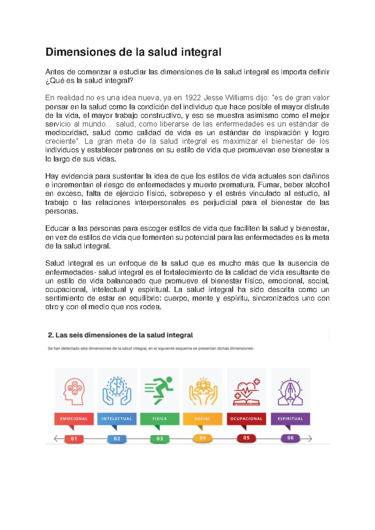 Dimensiones de la Salud Integral: Un Enfoque Holístico y Activo - Studocu