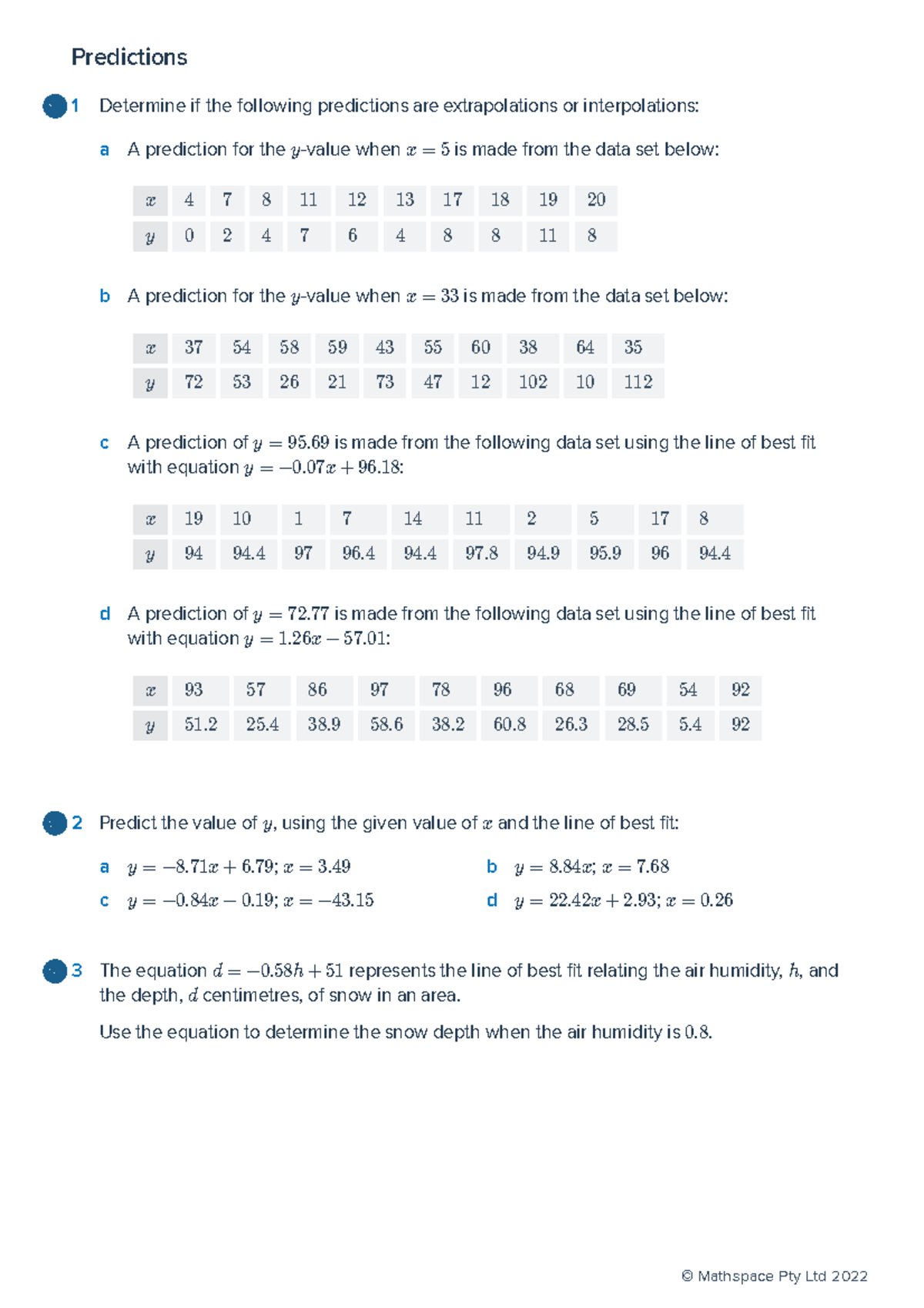 Making Predictions: Extrapolations and Interpolations Worksheet - Studocu