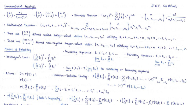 ST2131 Final Exam Cheatsheet: Key Concepts and Formulas - Studocu