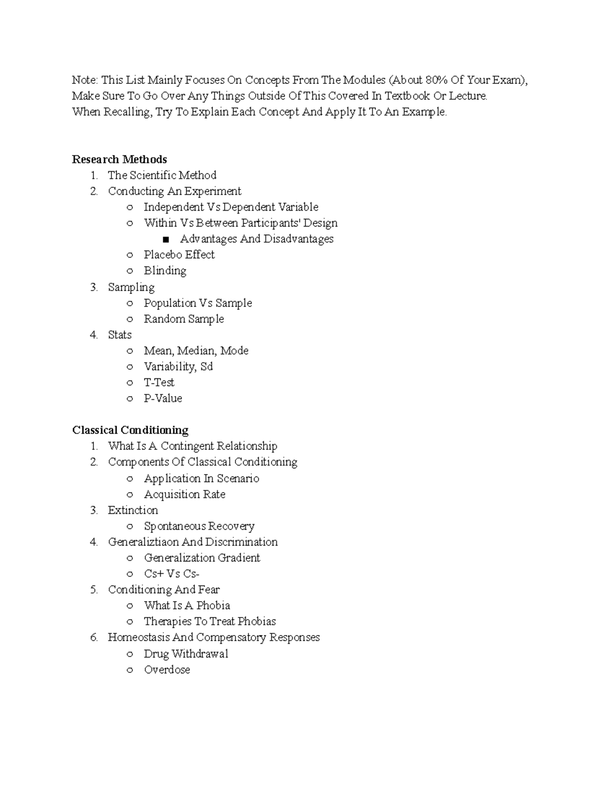 Psych 1x03 - recall sheet - Note: This List Mainly Focuses On Concepts ...