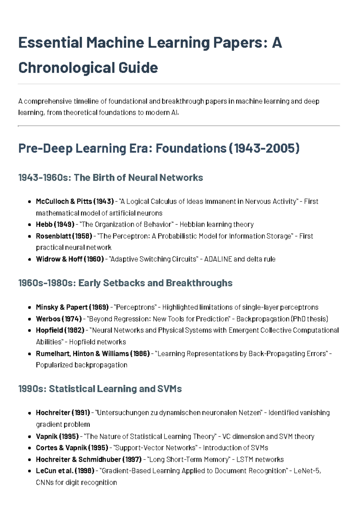 Essential ML Papers: A Comprehensive Chronological Guide - Studocu