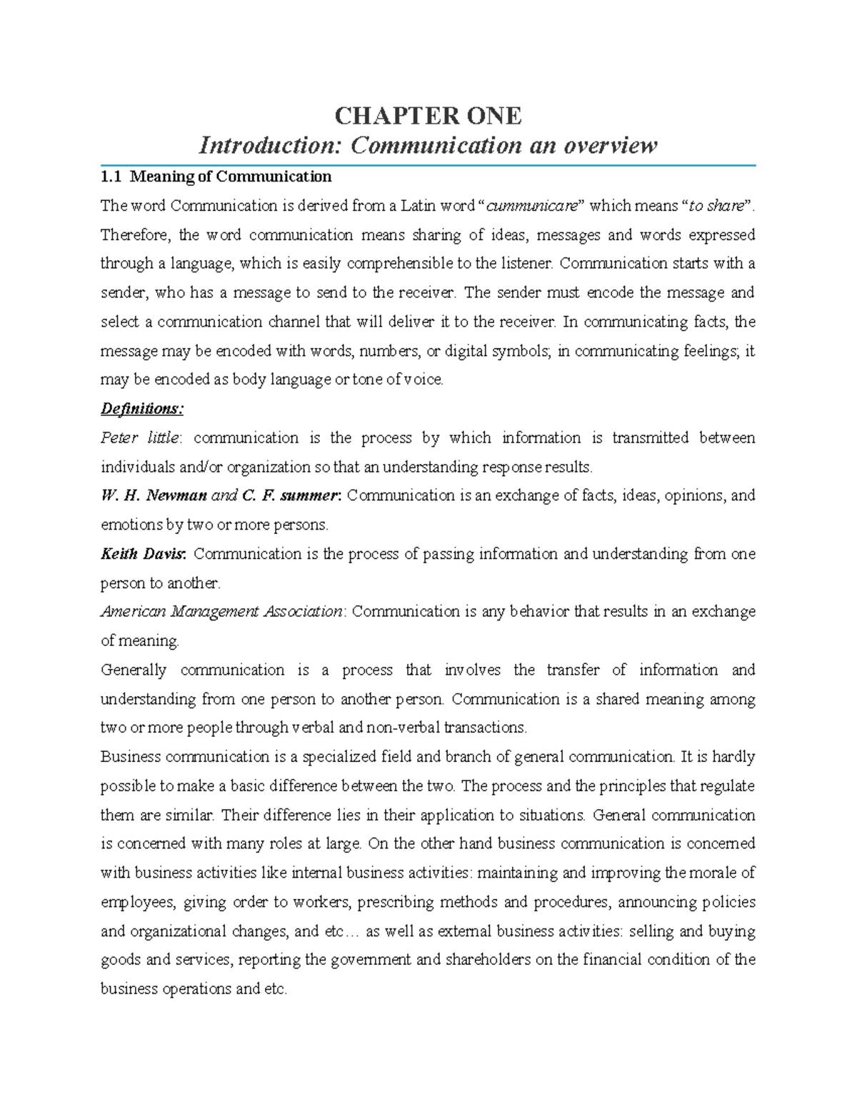 Communication Ch-1 - it is essencial - CHAPTER ONE Introduction ...