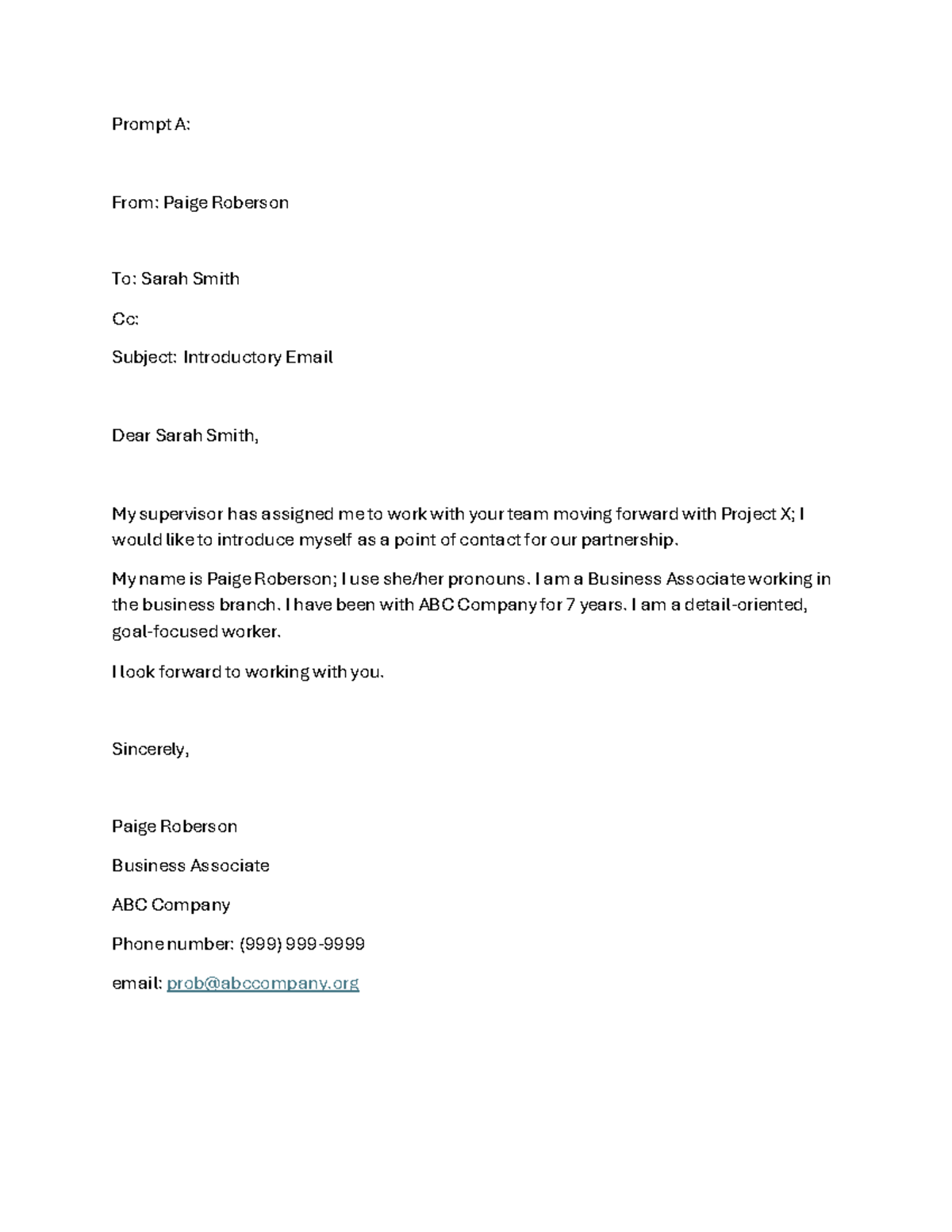 D268 Task 1: Introductory Emails for Project Collaboration - Studocu