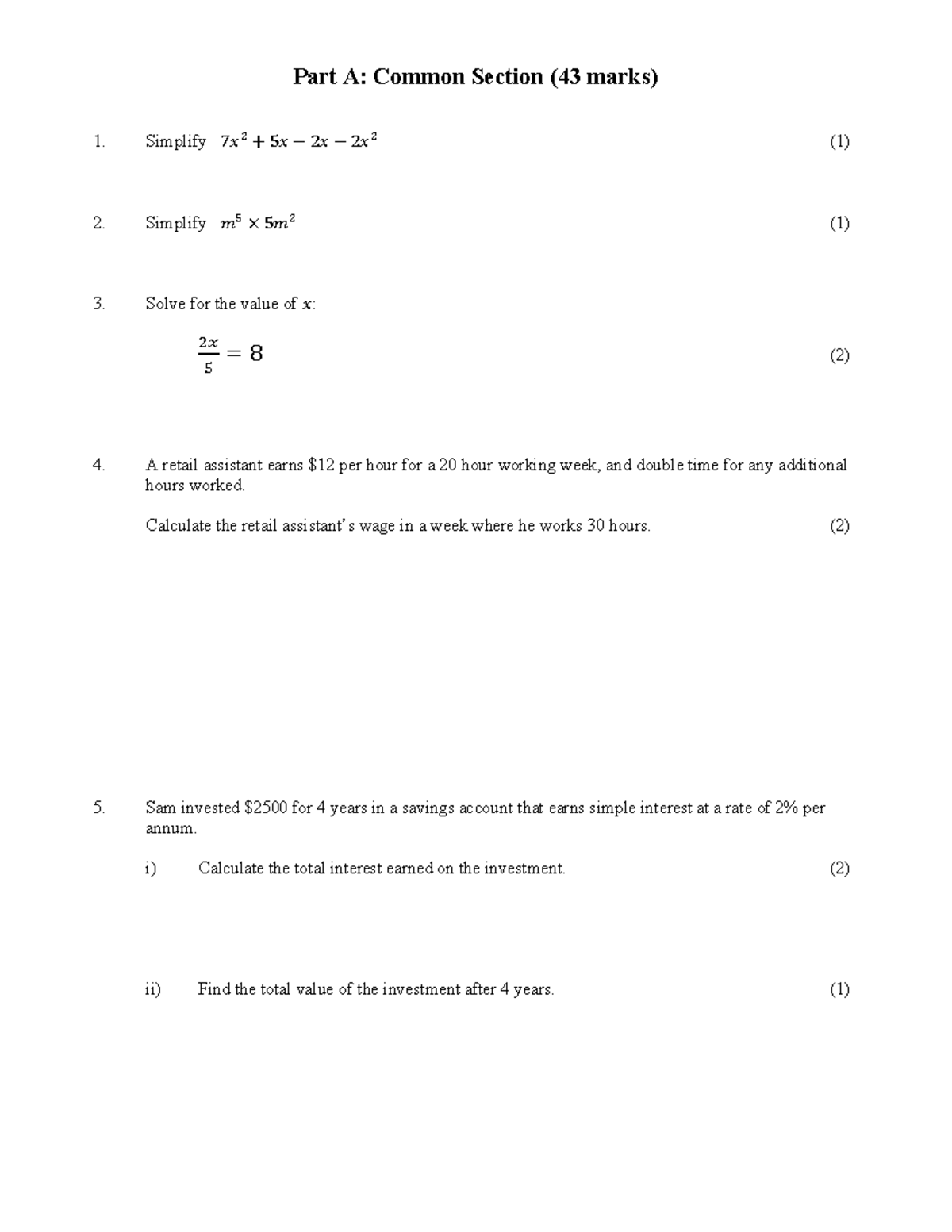 Paper 2020 - Practice Questions: Common Section & Problem Solving - Studocu