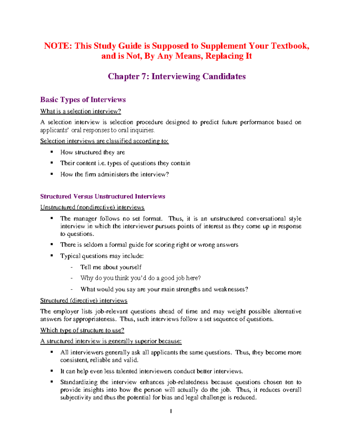 Chapter 7: Interviewing Candidates - Types and Techniques Explained ...