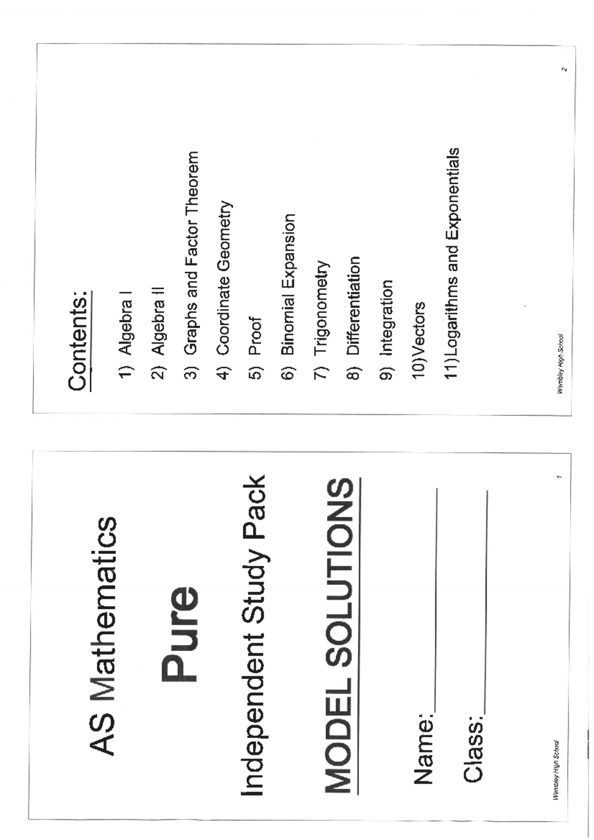 Mark scheme for as pure - Contents: AS Mathematics 1) Algebra I 2 ...