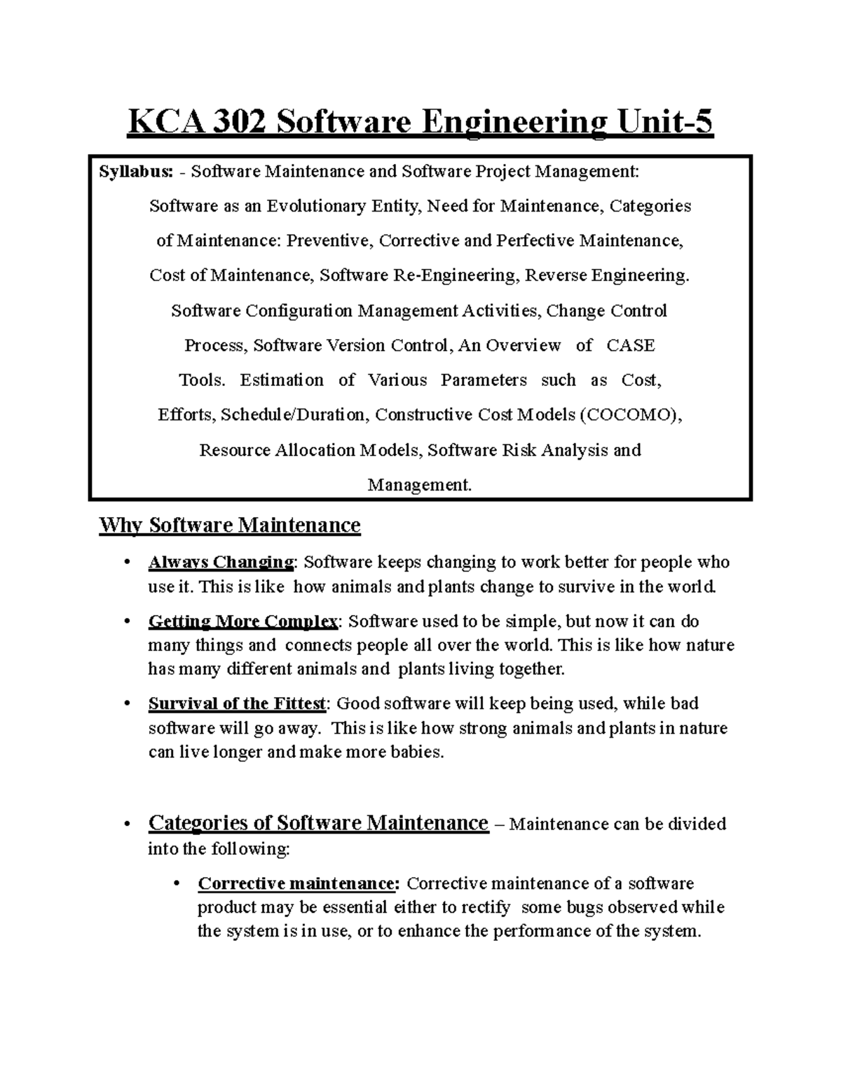 Unit-5 Software Engineering - KCA 302 Software Engineering Unit ...