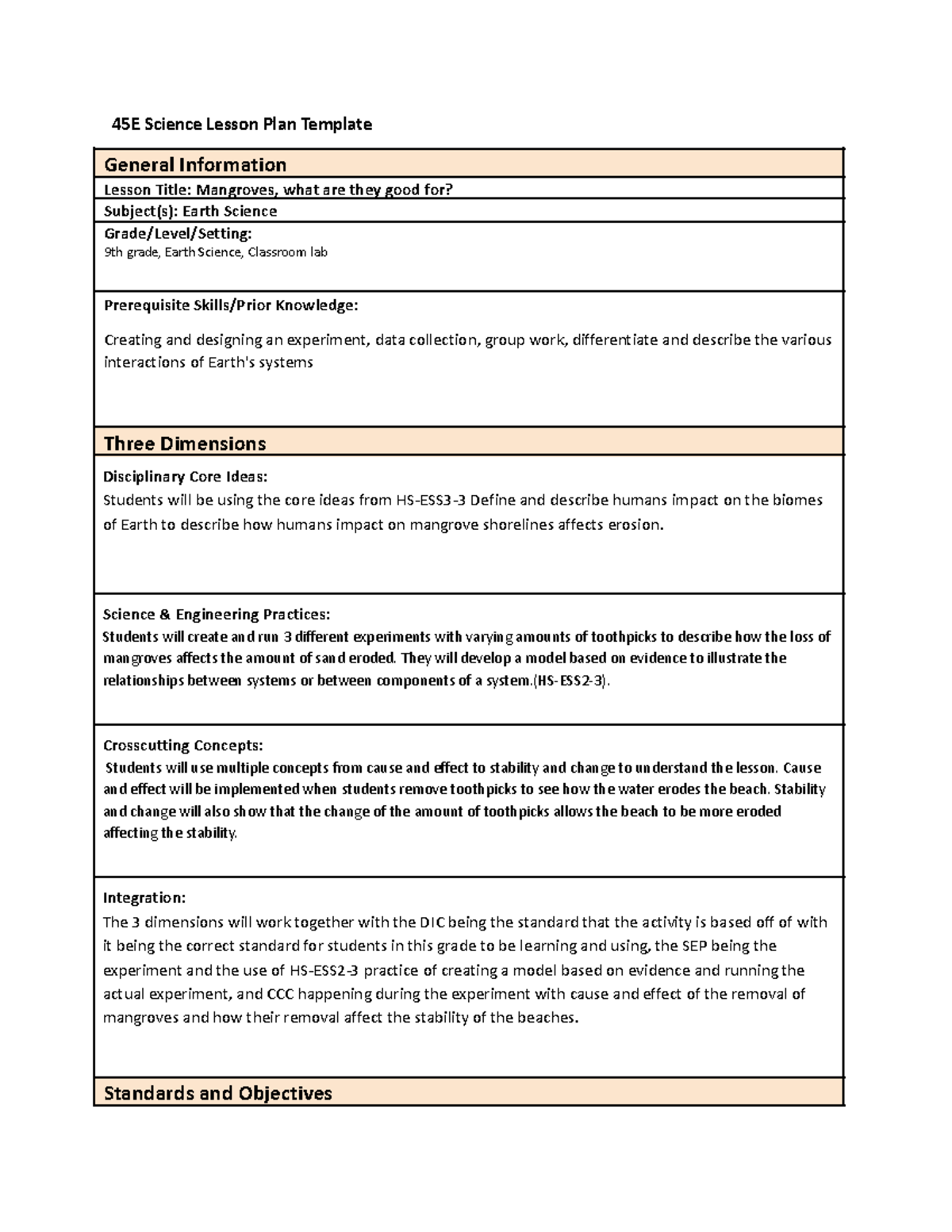 Science Methods Task 3 - 45E Science Lesson Plan Template General ...