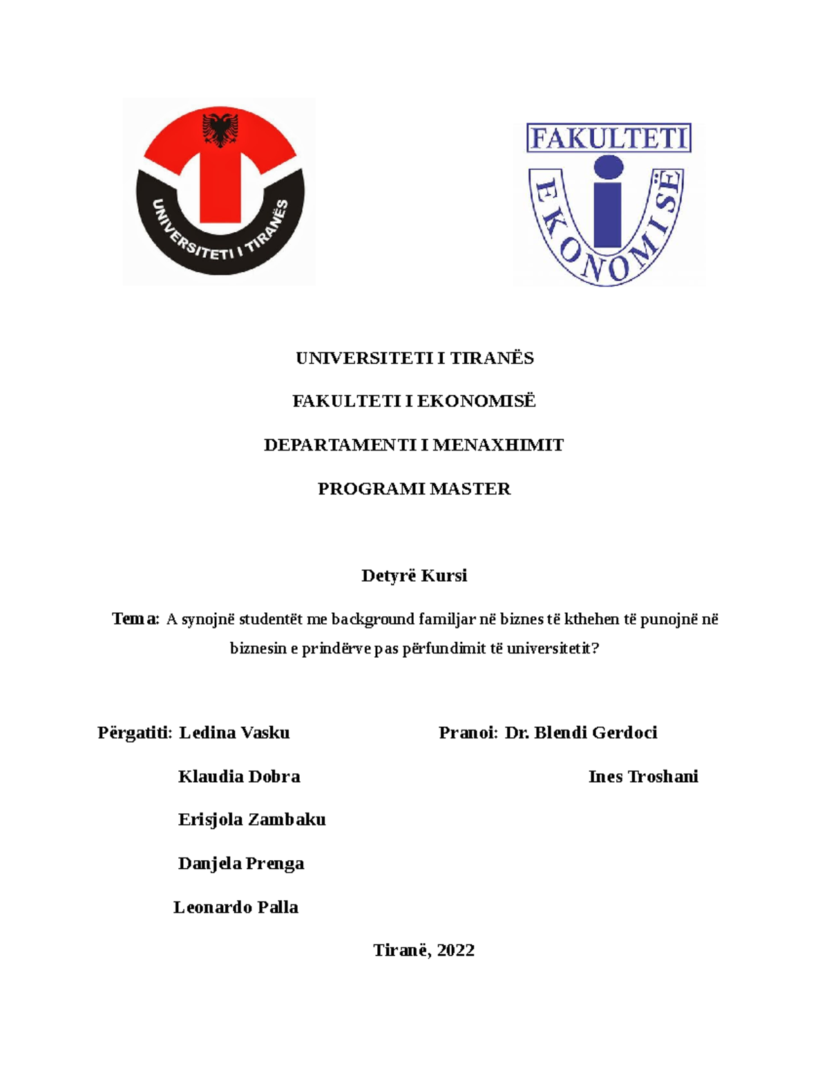 Studimi mbi Synimet Sipërmarrëse të Studentëve me Biznes Familjar ...