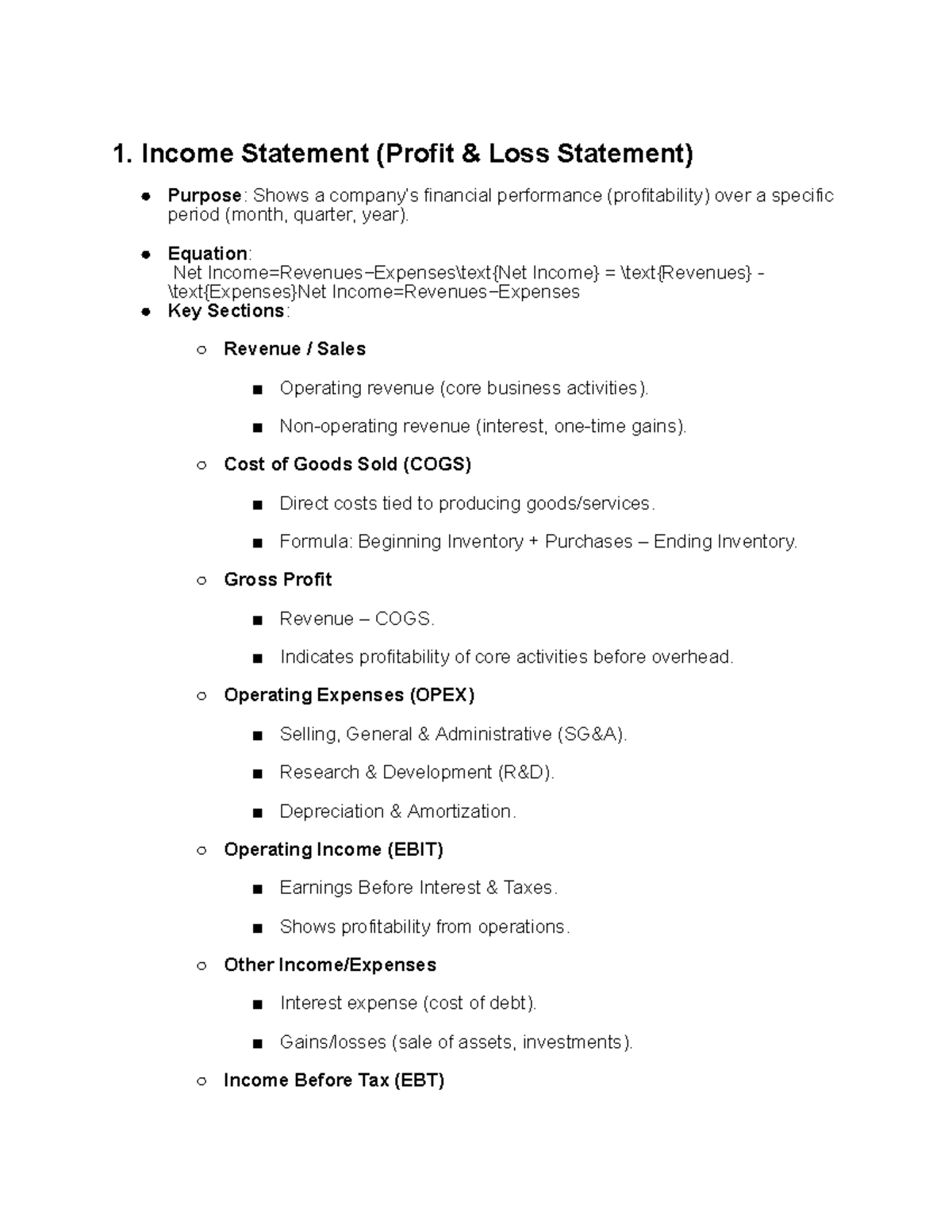Financial Analysis: Income Statement & Balance Sheet Overview - Studocu
