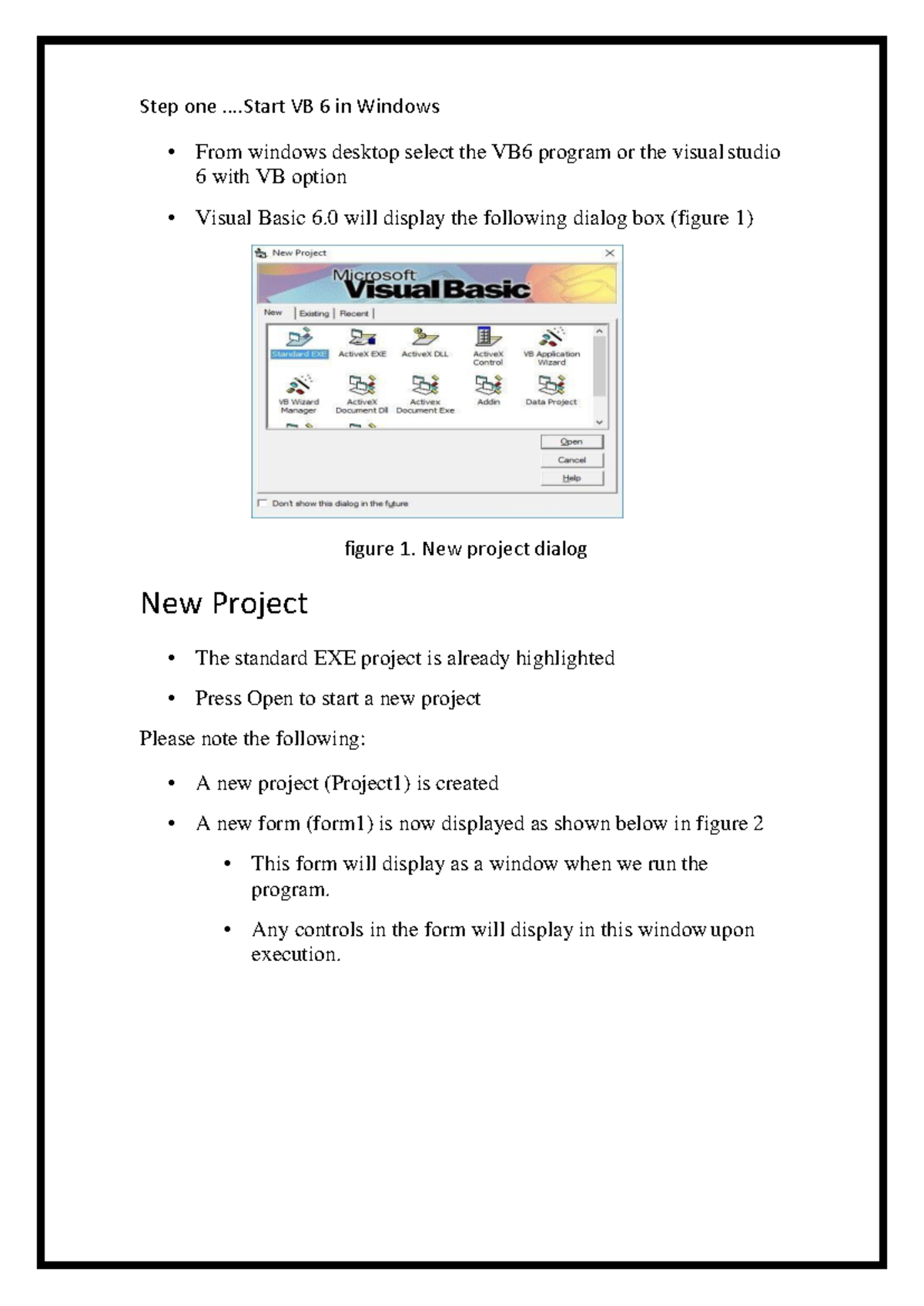 Basic Visual - Biomedical Engineering - Step one ... VB 6 in Windows ...