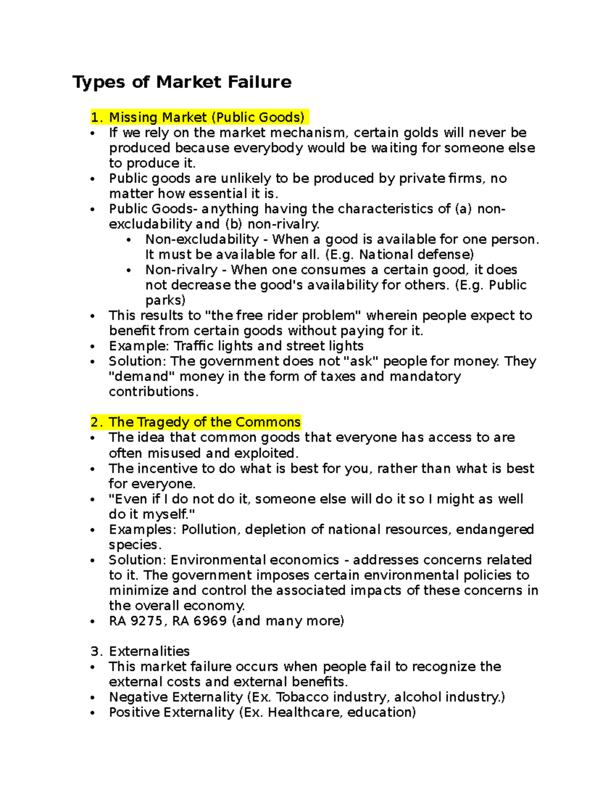 Economics Report Notes: Understanding Market Failures - Studocu