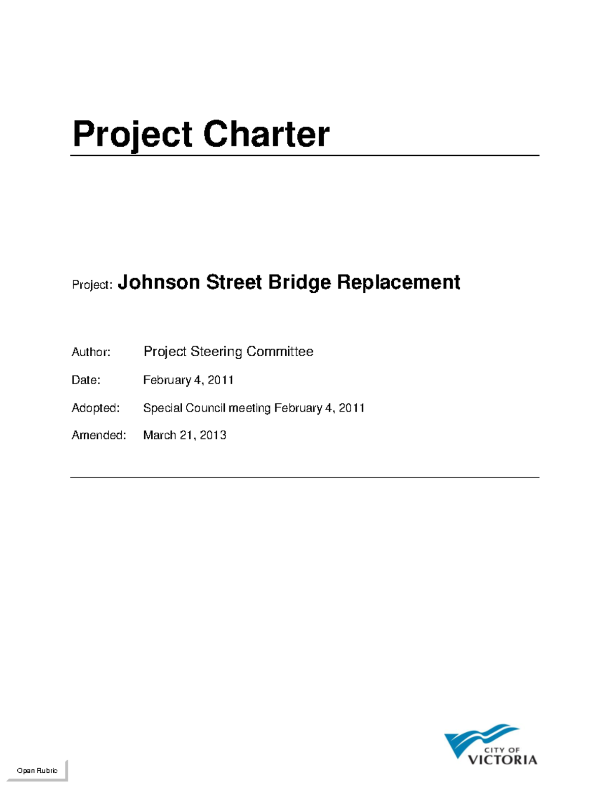 PGDM4811 Project Charter: Johnson Street Bridge Replacement Overview ...