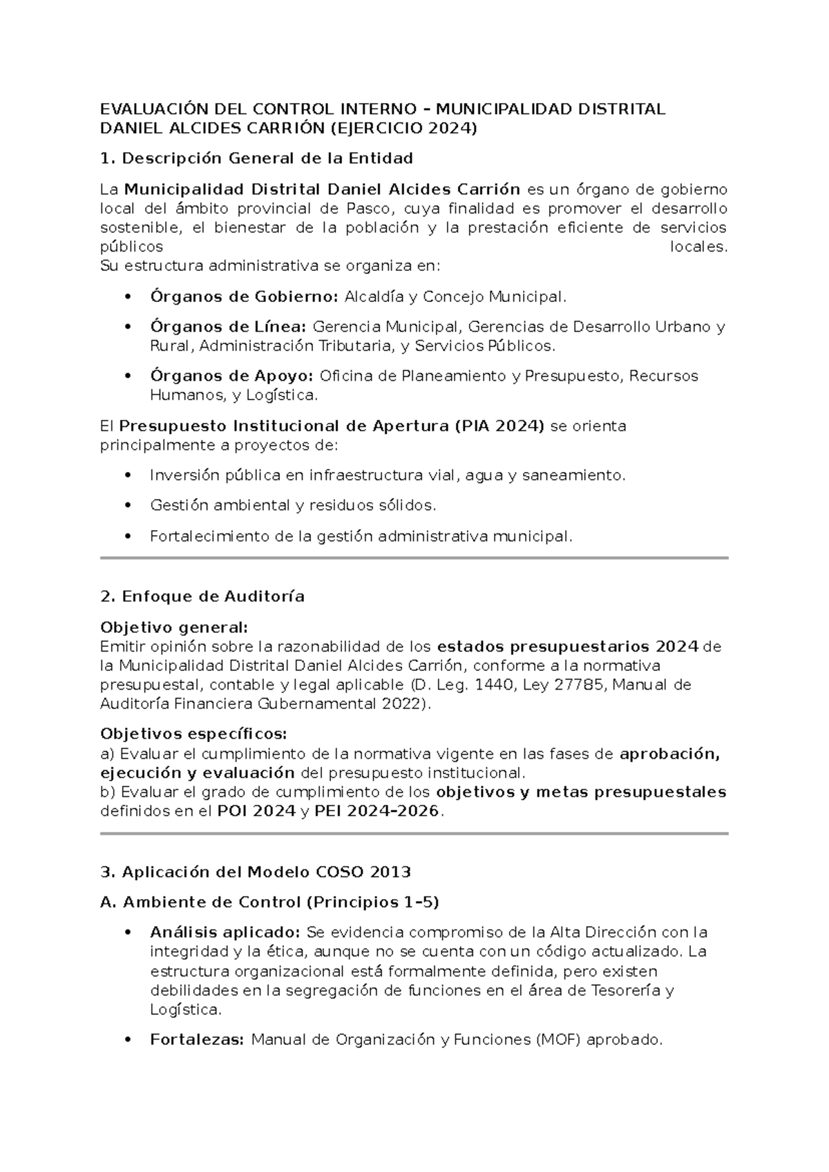 EVALUACIÓN DEL CONTROL INTERNO EN MUNI DAC (EJERCICIO 2024) - Studocu