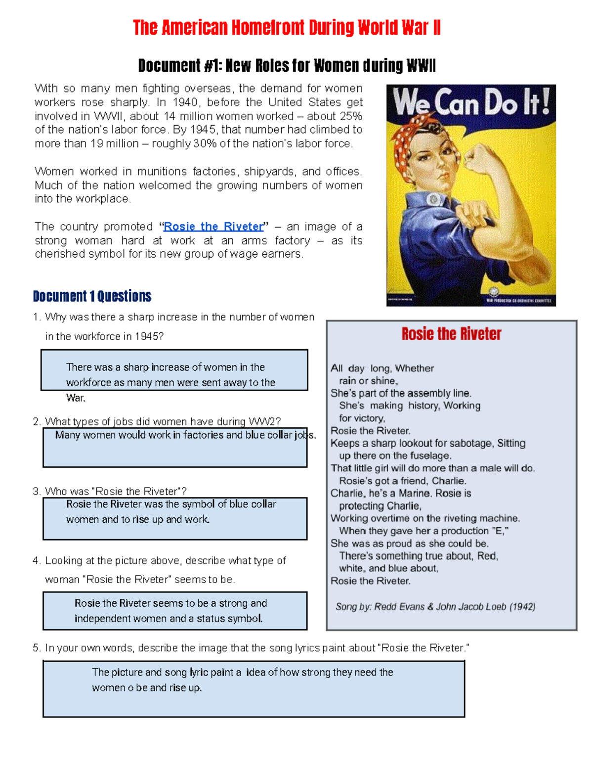 Gavin Hosel - American Homefront WWII Activity Packet - Studocu