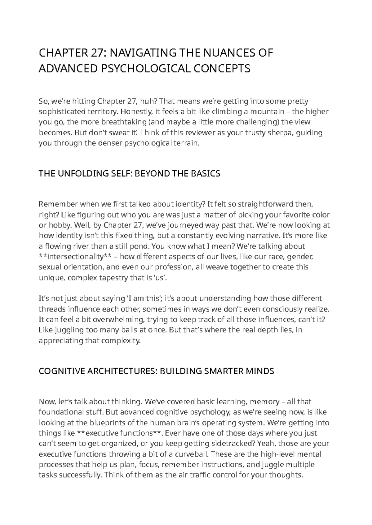 CHAPTER 27 REVIEW: NAVIGATING ADVANCED PSYCHOLOGICAL CONCEPTS - Studocu