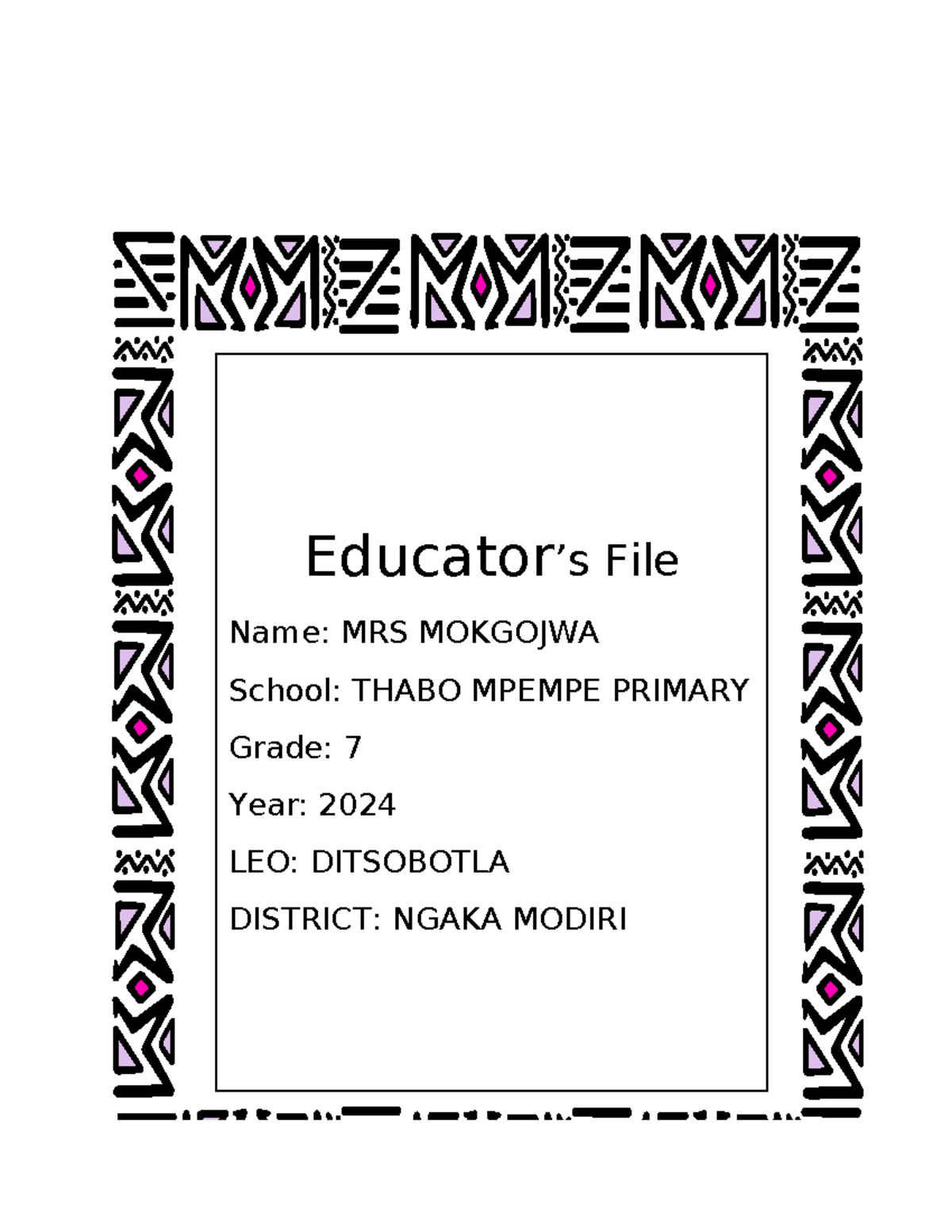 1. Creative Arts FILE Dividers 2024 - EDCC224 - Educator’s File Name ...