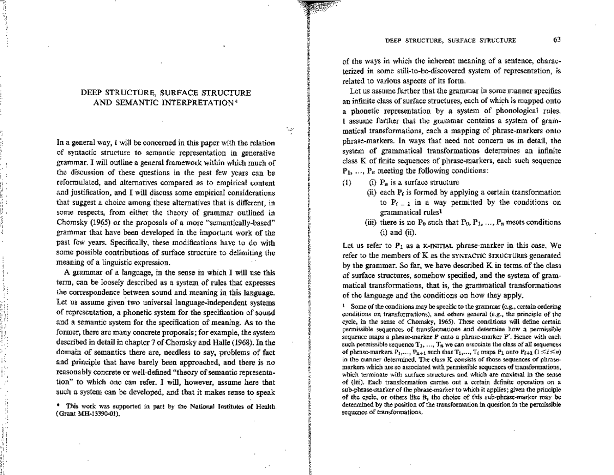 Chomsky 1969 - Deep Structure and Surface Structure in English Grammar ...
