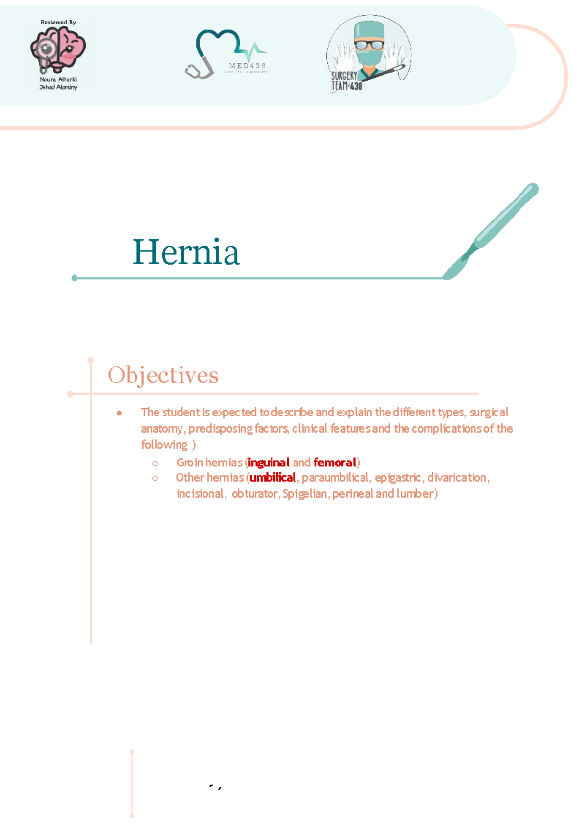 Hernia Overview: Types, Anatomy, and Clinical Features (MED101) - Studocu