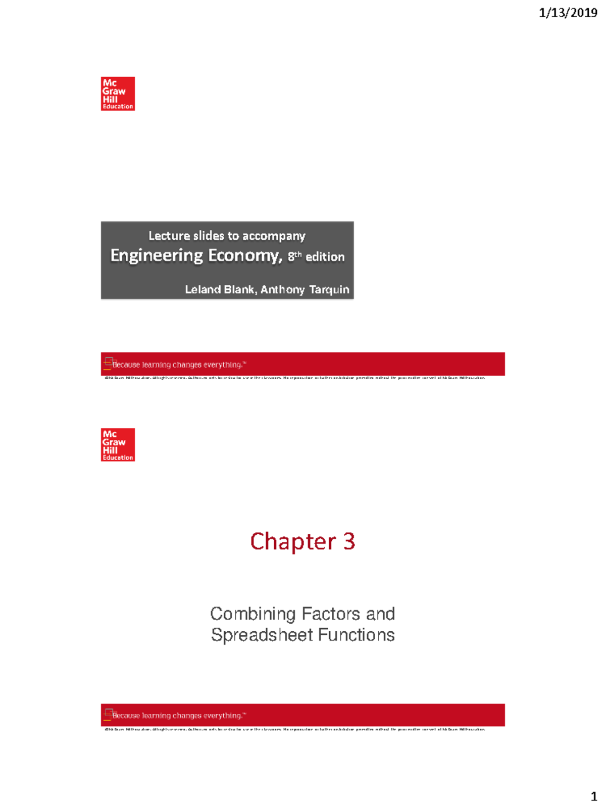 Ch03 Eng Econ 8e Lecture: Combining Factors & Spreadsheet Functions ...