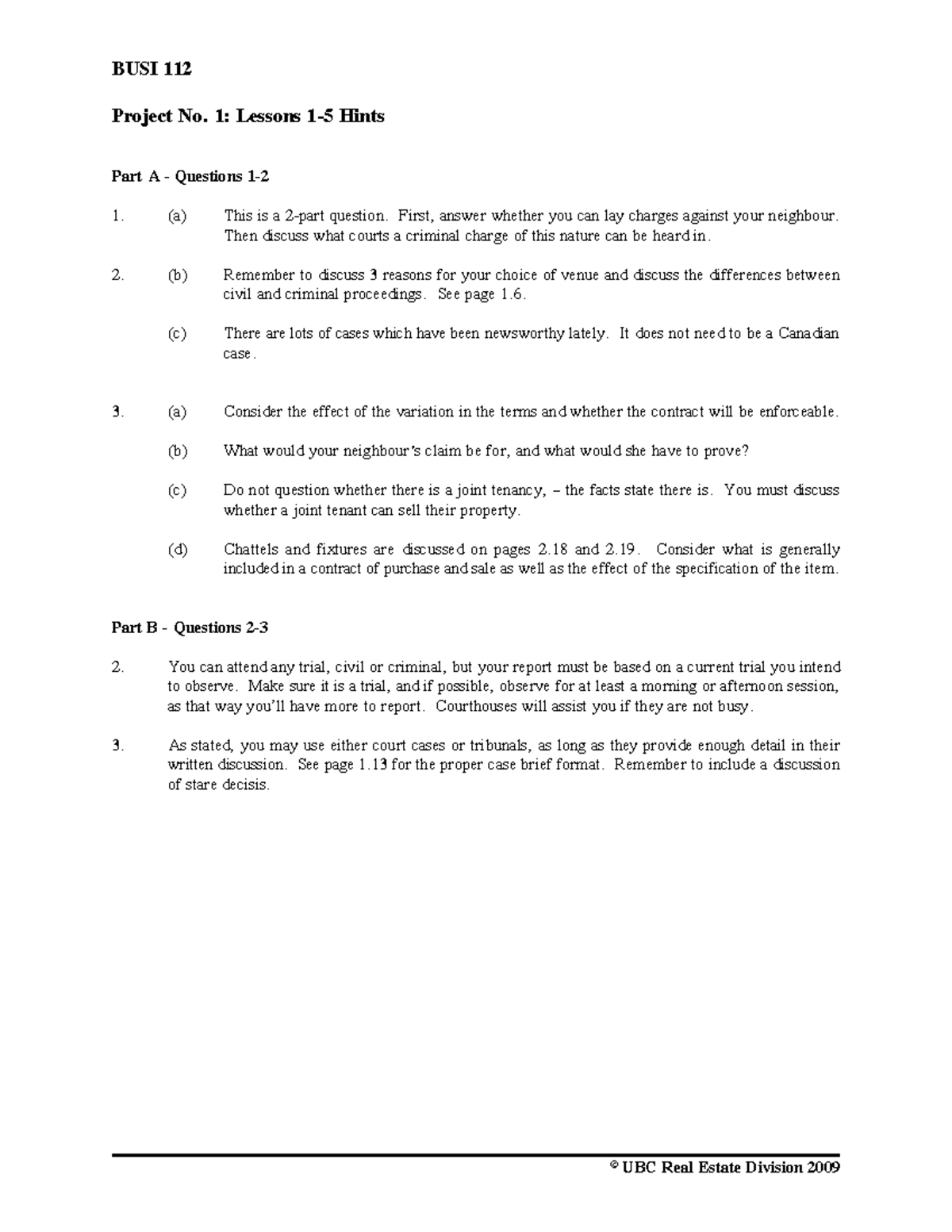 BUSI 112 Project 1: Key Insights and Guidance for Part A - Studocu
