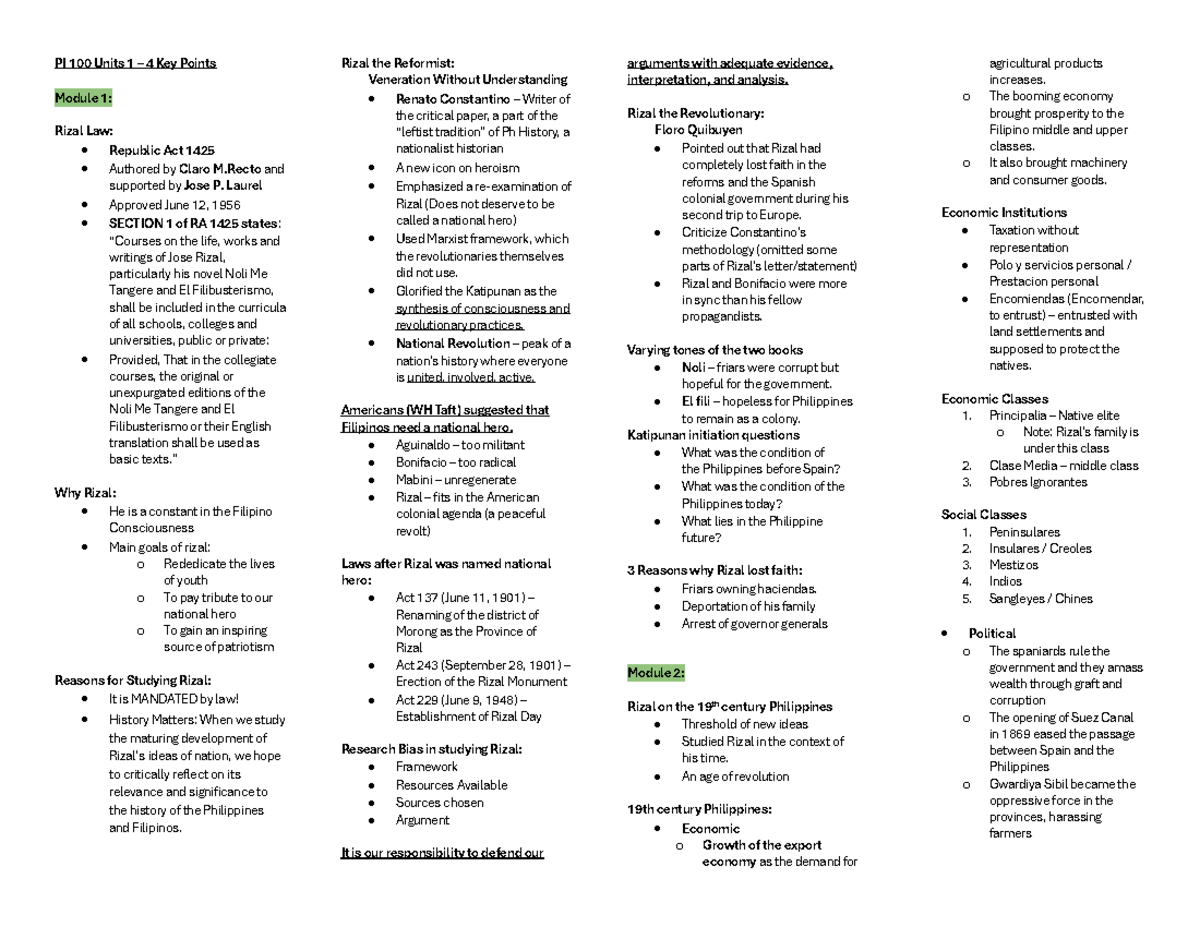 PI 100 Key Points: Modules 1-4 Overview and Insights - Studocu