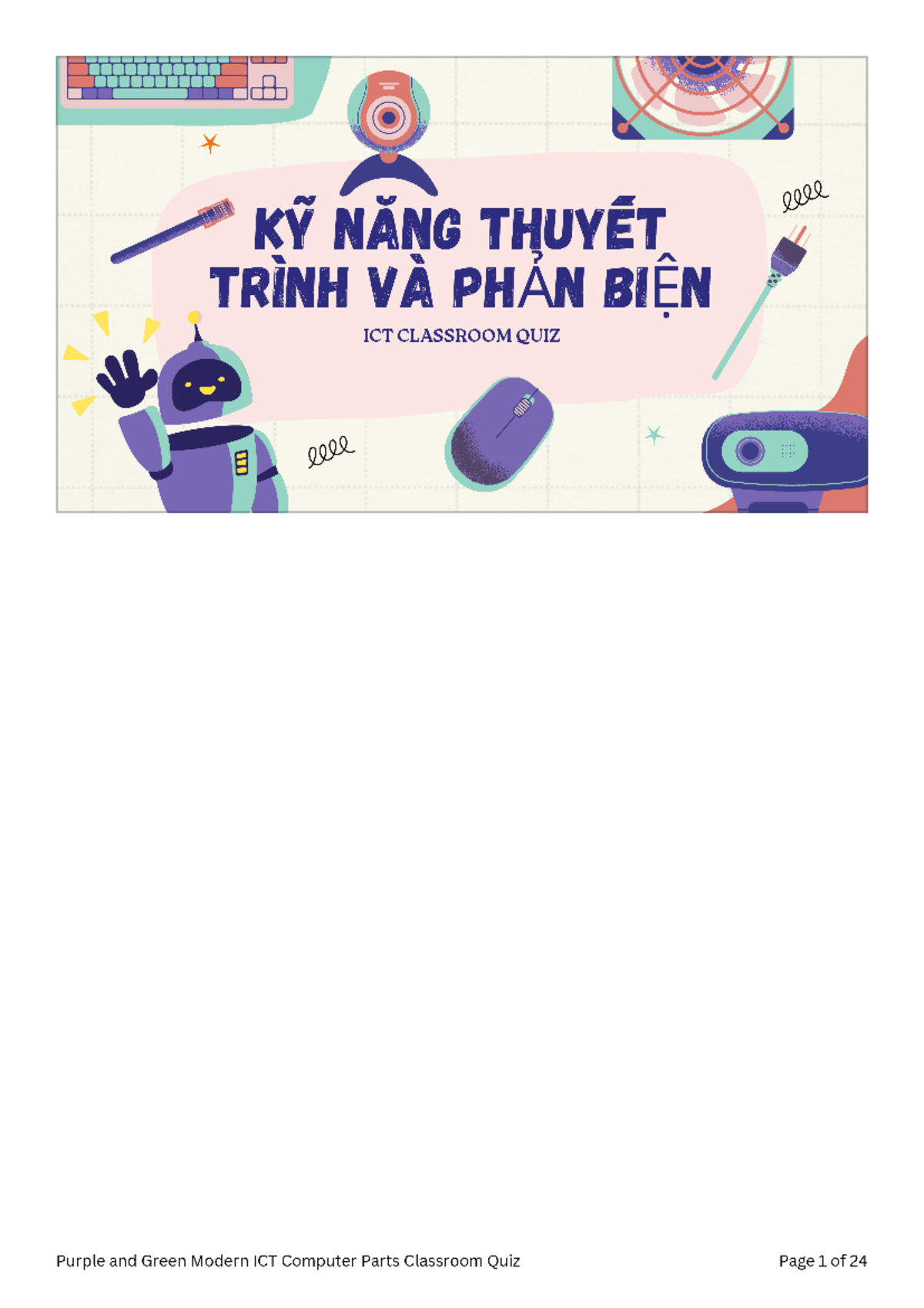 Purple and Green Modern ICT Computer Parts Classroom Quiz - Purple and ...