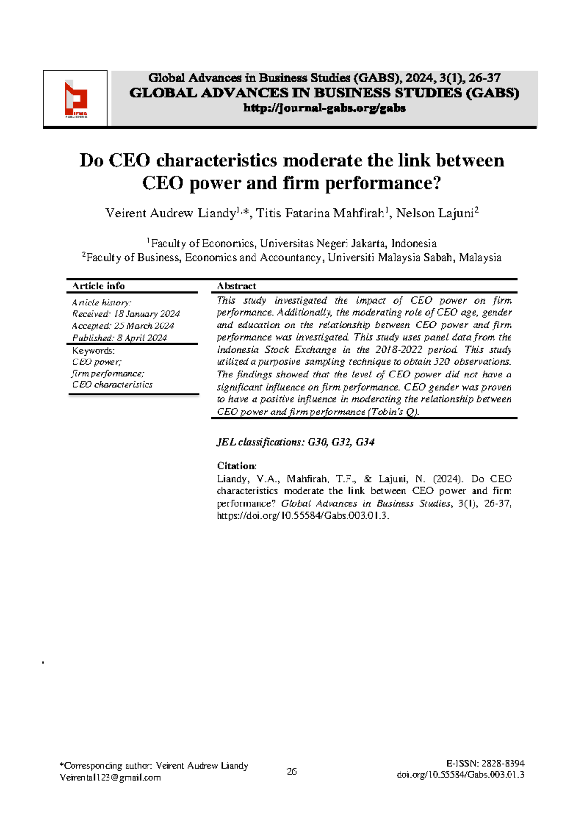 CEO Characteristics and Their Moderating Role on CEO Power and Firm ...