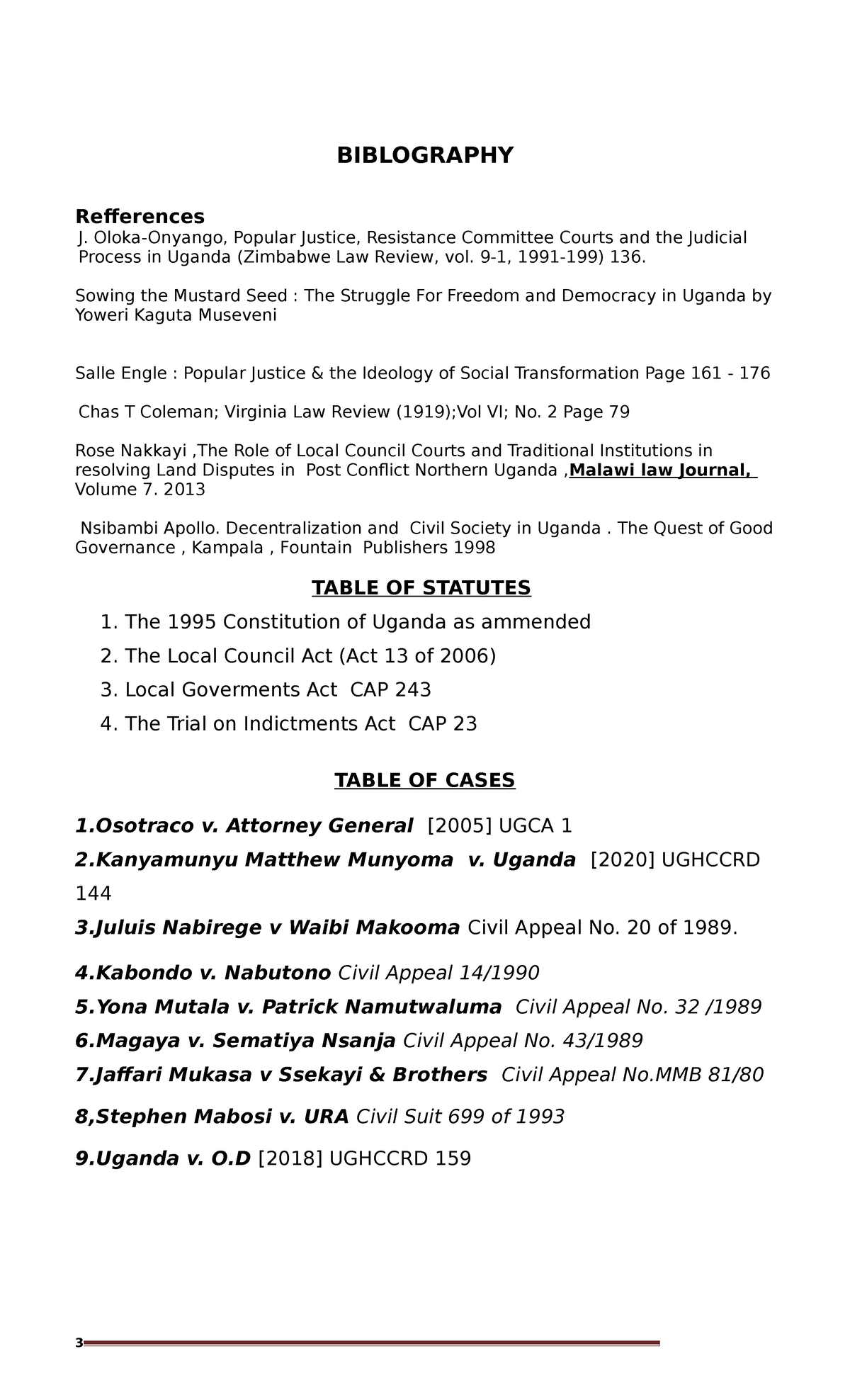 Juris II - Bibliography of Judicial Process & Law References - Studocu