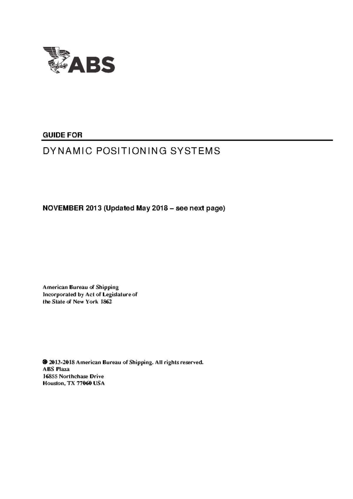 ABS Guide for Dynamic Positioning Systems (Updated May 2018) - Studocu