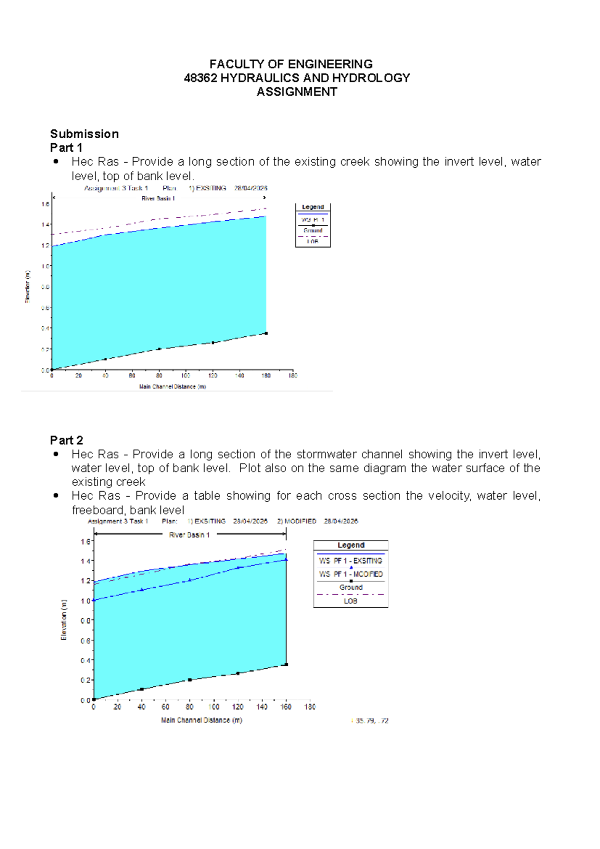 ENG 48362 Hydraulics & Hydrology Assn 3: HEC-RAS Analysis - Studocu