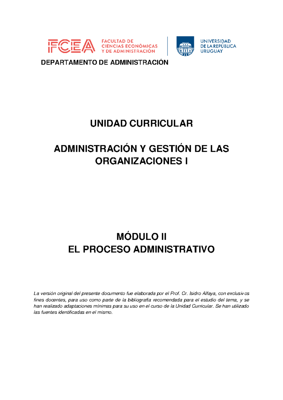El Proceso Administrativo: Conceptos Clave en Administración y Gestión I - Document Preview