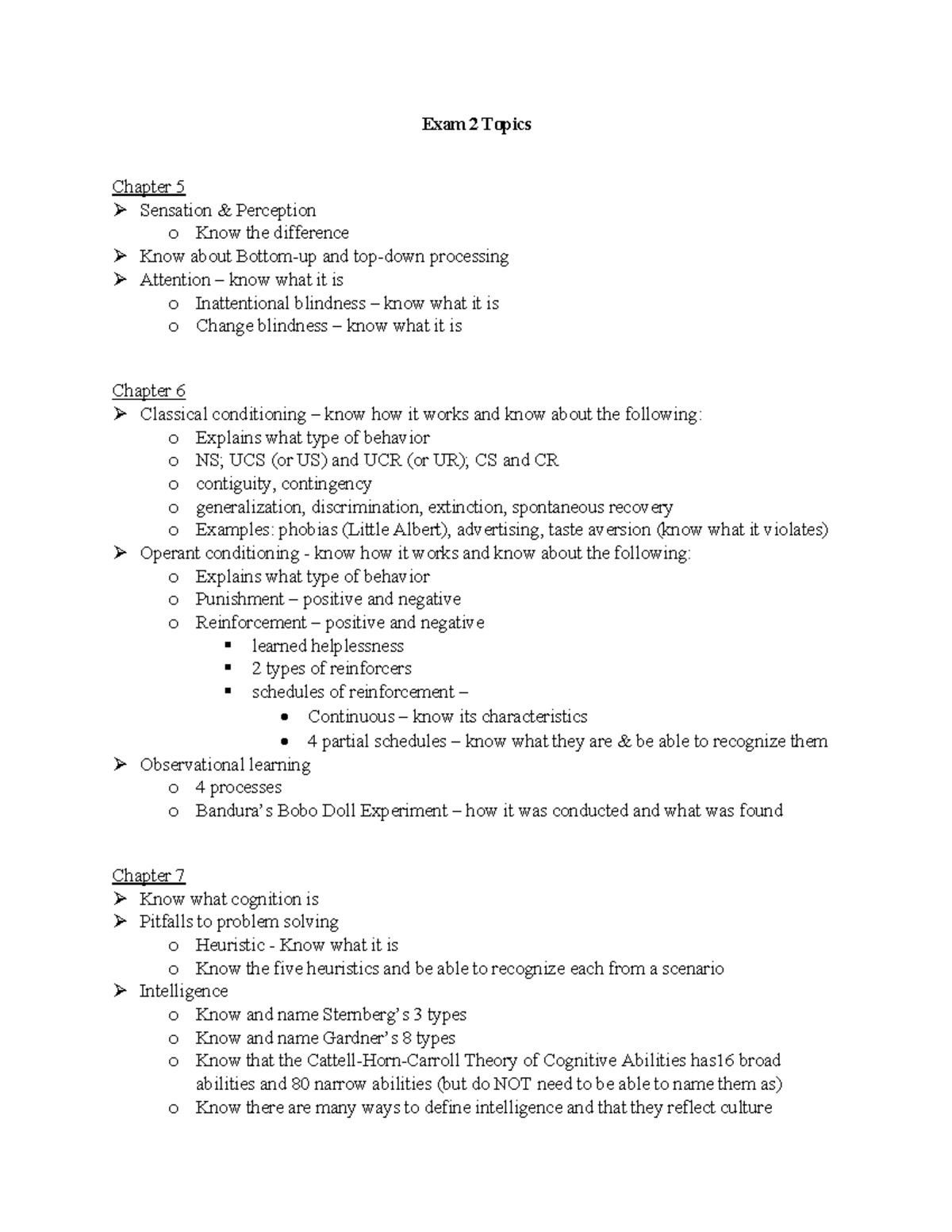 Psychology 101 Exam 2 Study Guide: Chapters 5-8 Overview - Studocu