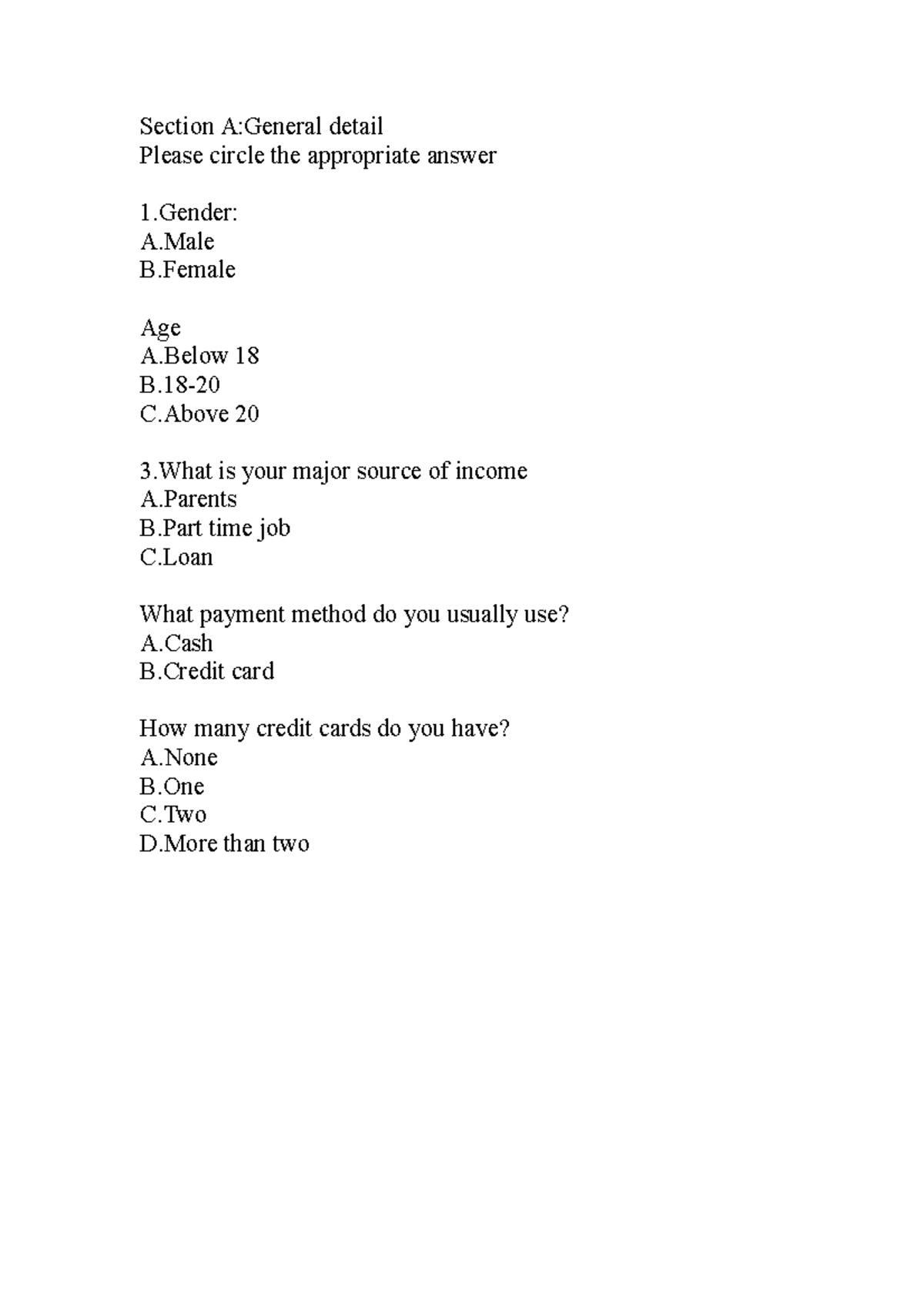 335923648 Questionnaire on Student Spending Habits - Studocu