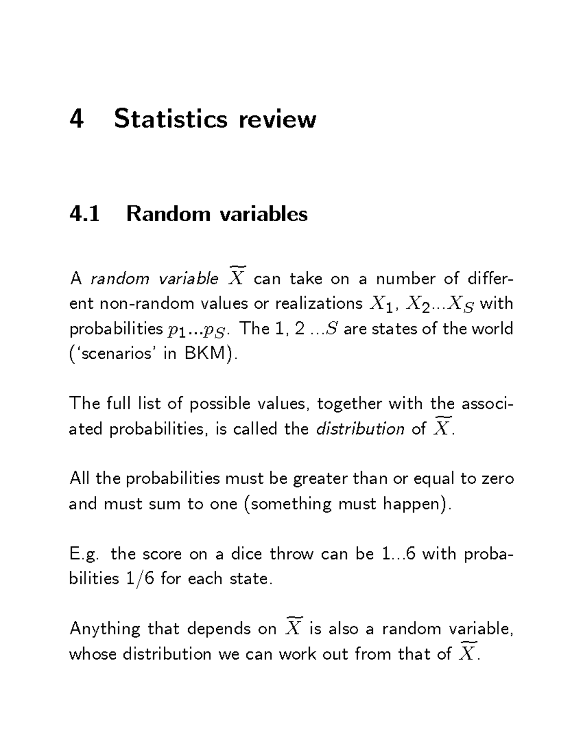 Stats Review - 4 Statistics review 4 Random variables A random variable ...