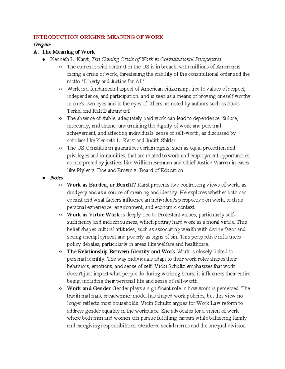 Emp Relationships Notes: Understanding Work's Meaning and Legal Context ...