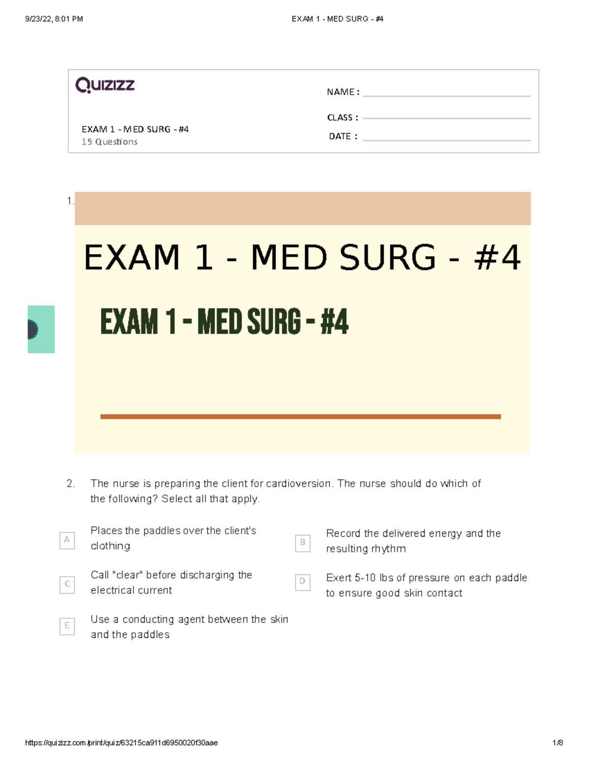 EXAM 1 - MED SURG II - NCLEX Style Questions Based on Blueprint - Studocu