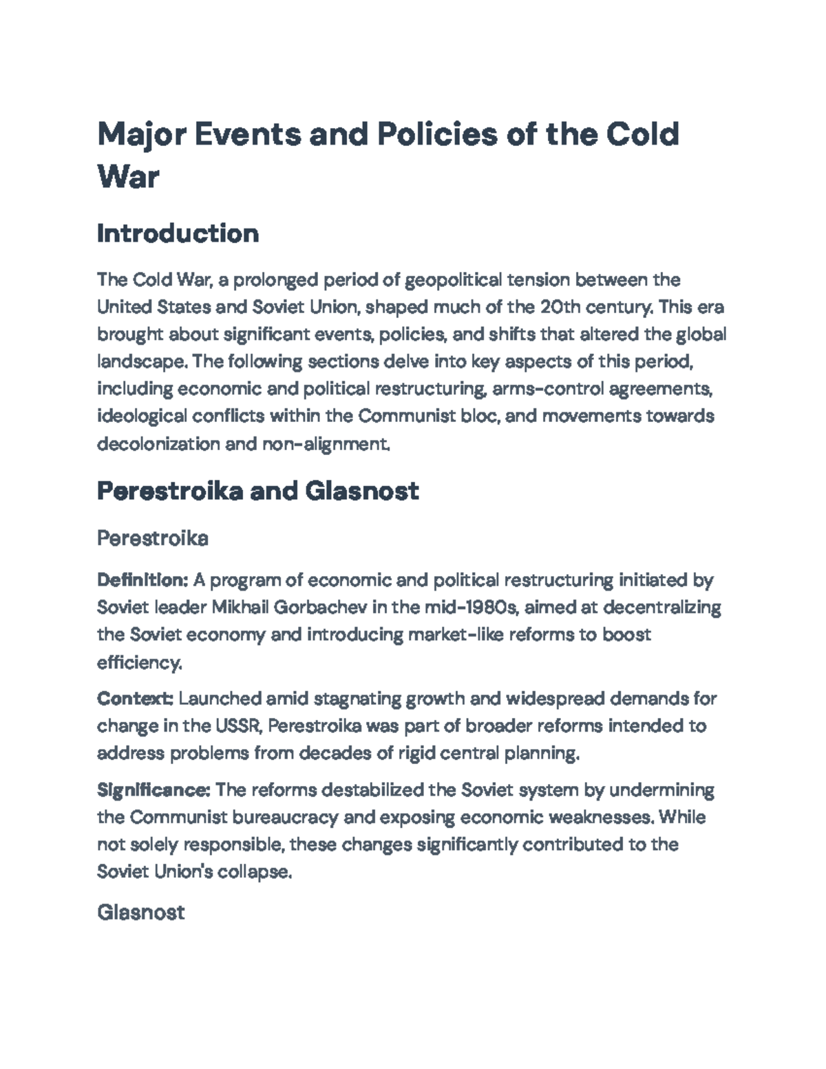 Major Events and Policies of the Cold War - Overview and Analysis ...