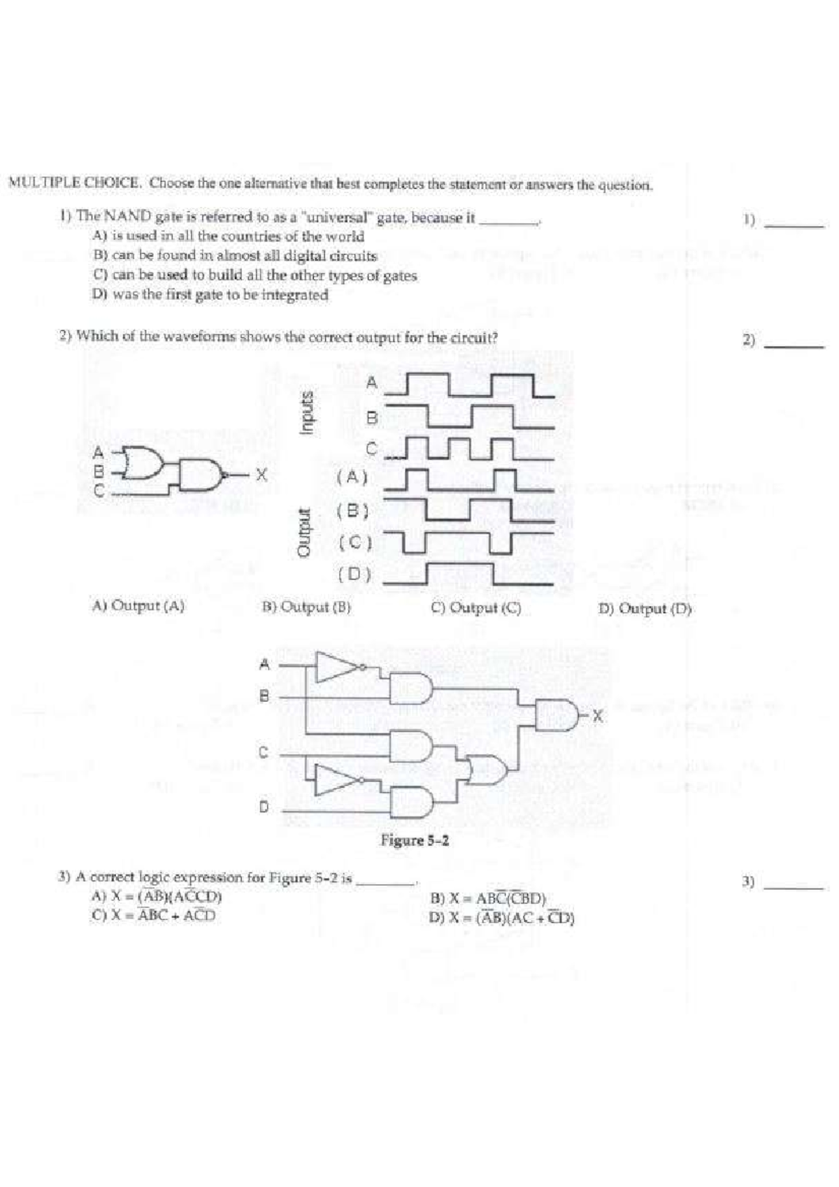 MCQs - Digital Logic Gates and Circuits (Course Code: MCQ) - Studocu
