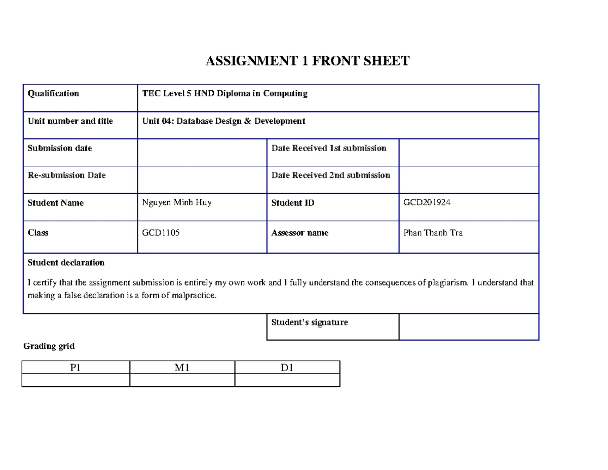 Nguyen Minh Huy GCD2019 24 ASM2 1639 - Higher Nationals - Summative ...