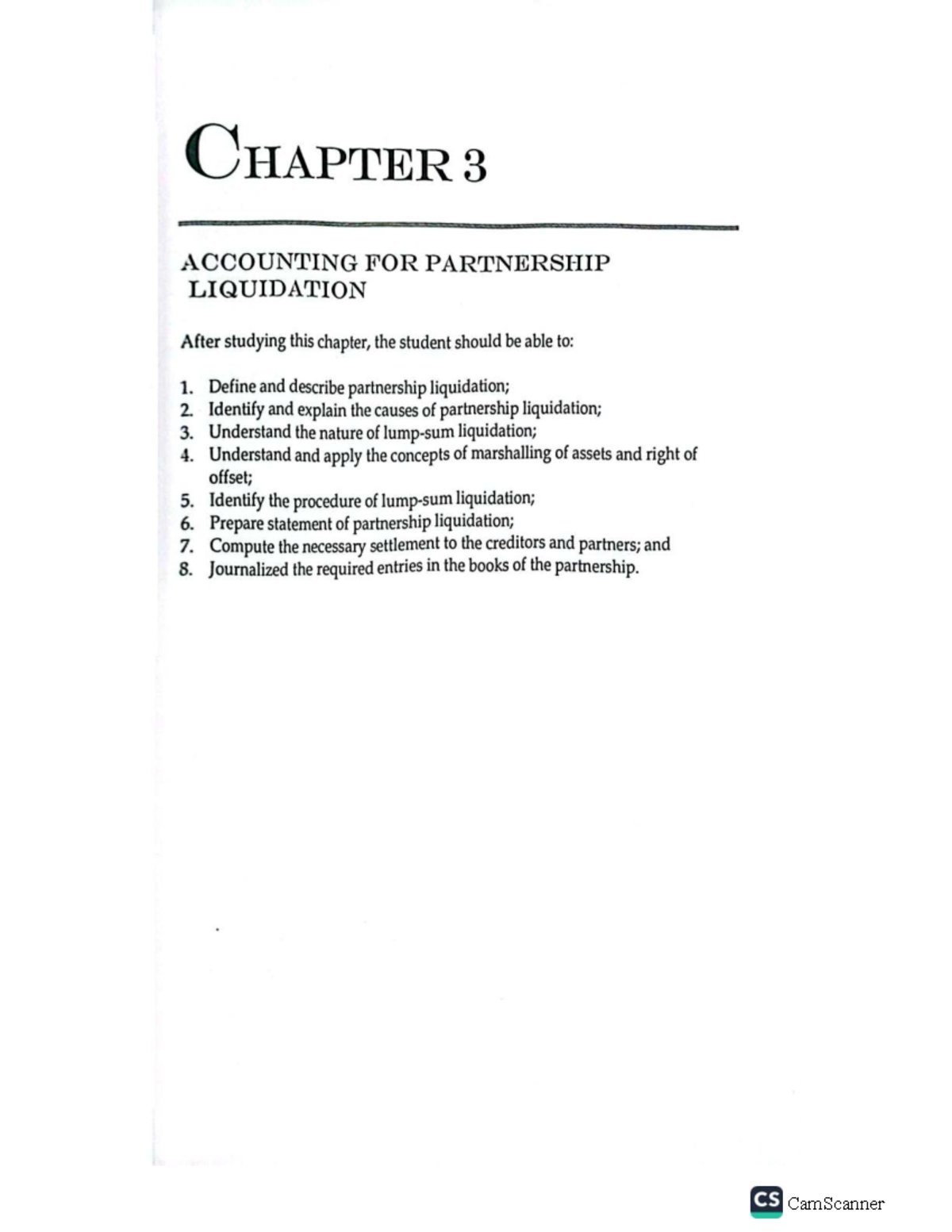 CS 106 CHAPTER 3: ACCOUNTING FOR PARTNERSHIP LIQUIDATION STUDY NOTES ...