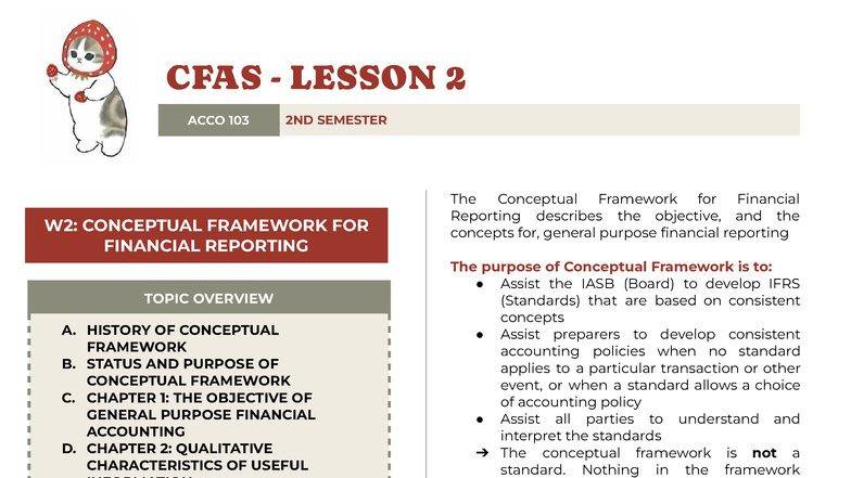CFAS LESSON 2 ACCO 103 2ND SEMESTER: CONCEPTUAL FRAMEWORK OVERVIEW ...