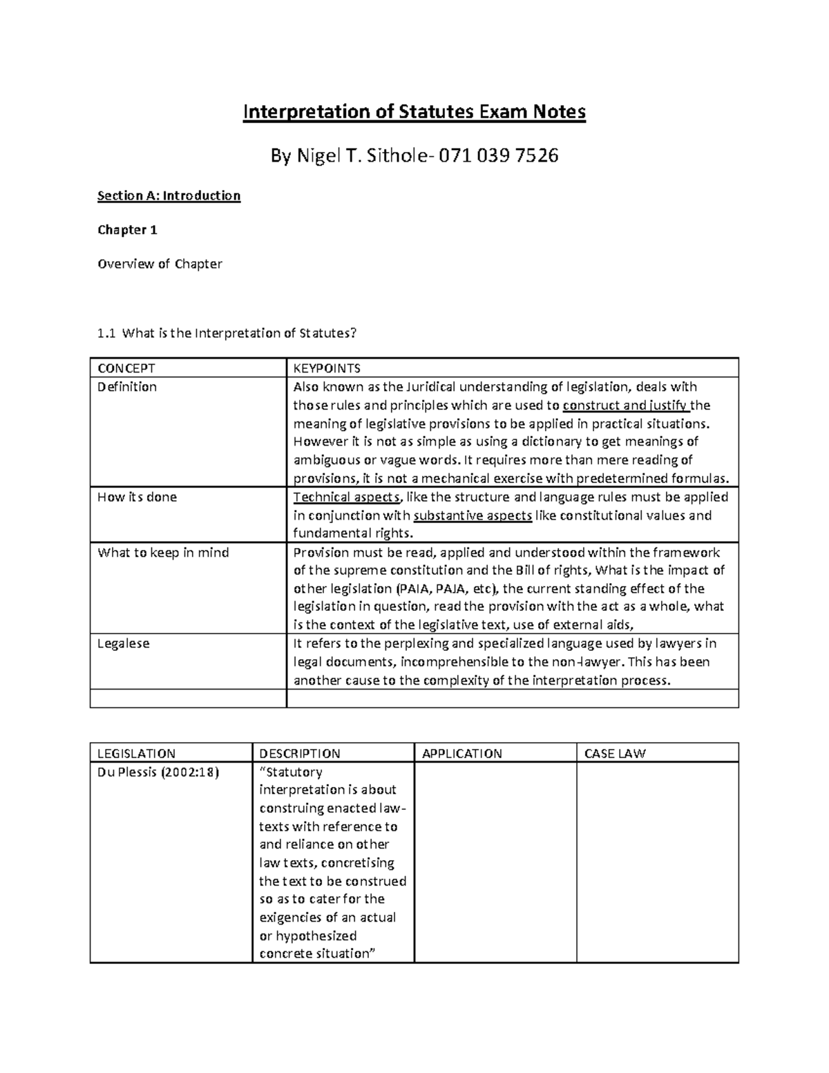 SCL1501 Final Exam Notes: Understanding Statutory Interpretation - Studocu