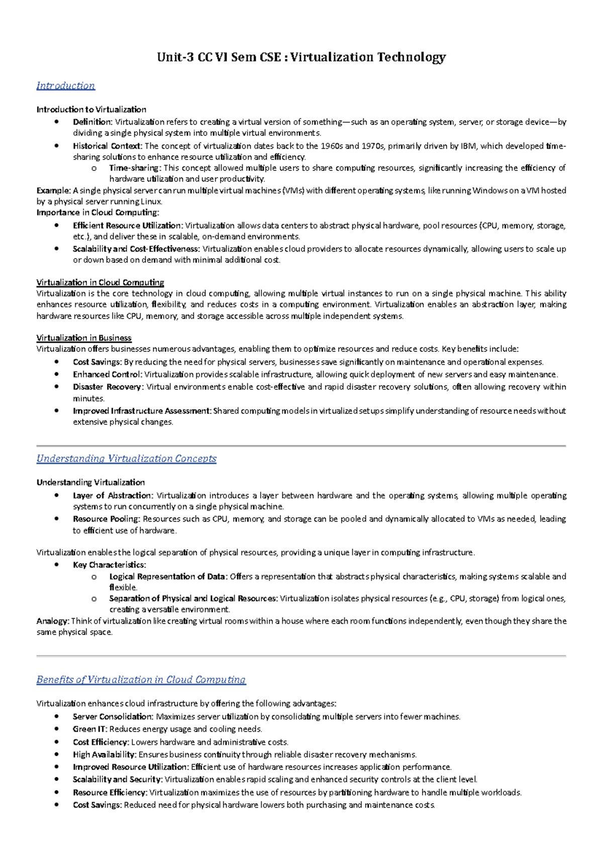 CC VI Sem CSE: Introduction to Virtualization Technology - Studocu