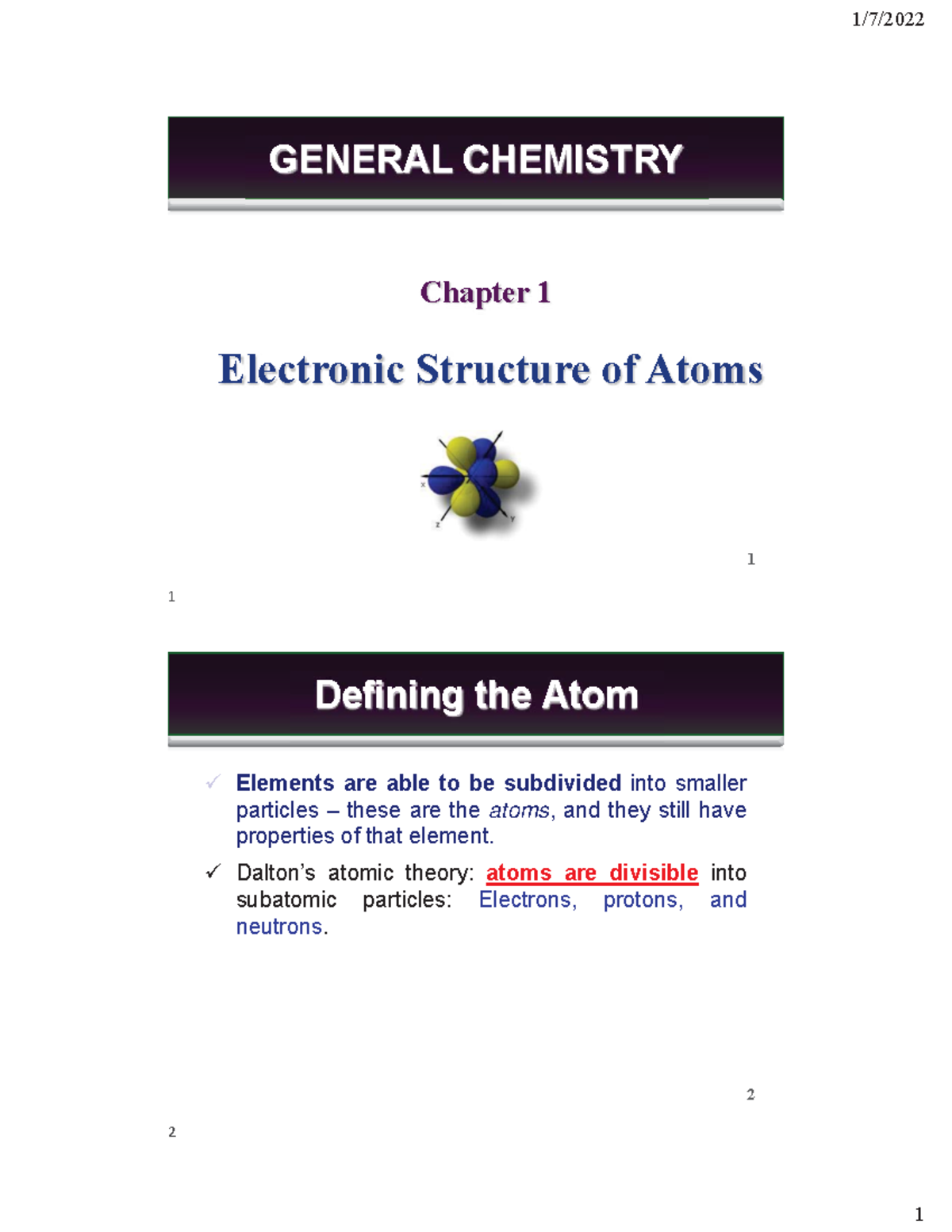 Chapter 1-Electronic structure of atoms-print - 1 ####### Chapter 1 ...