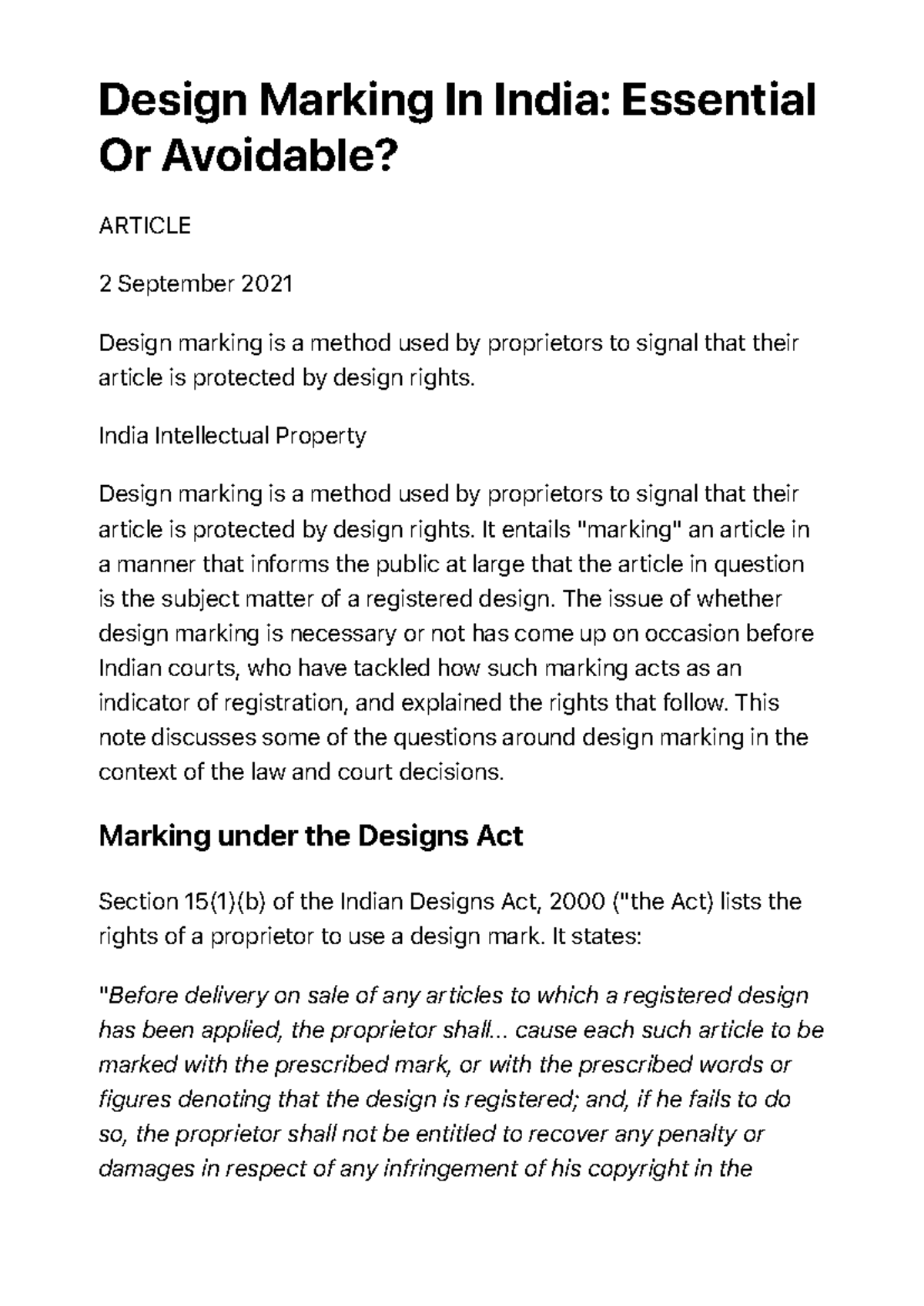 Design Marking in India: Essential for IP Rights? - Trademark Insights ...